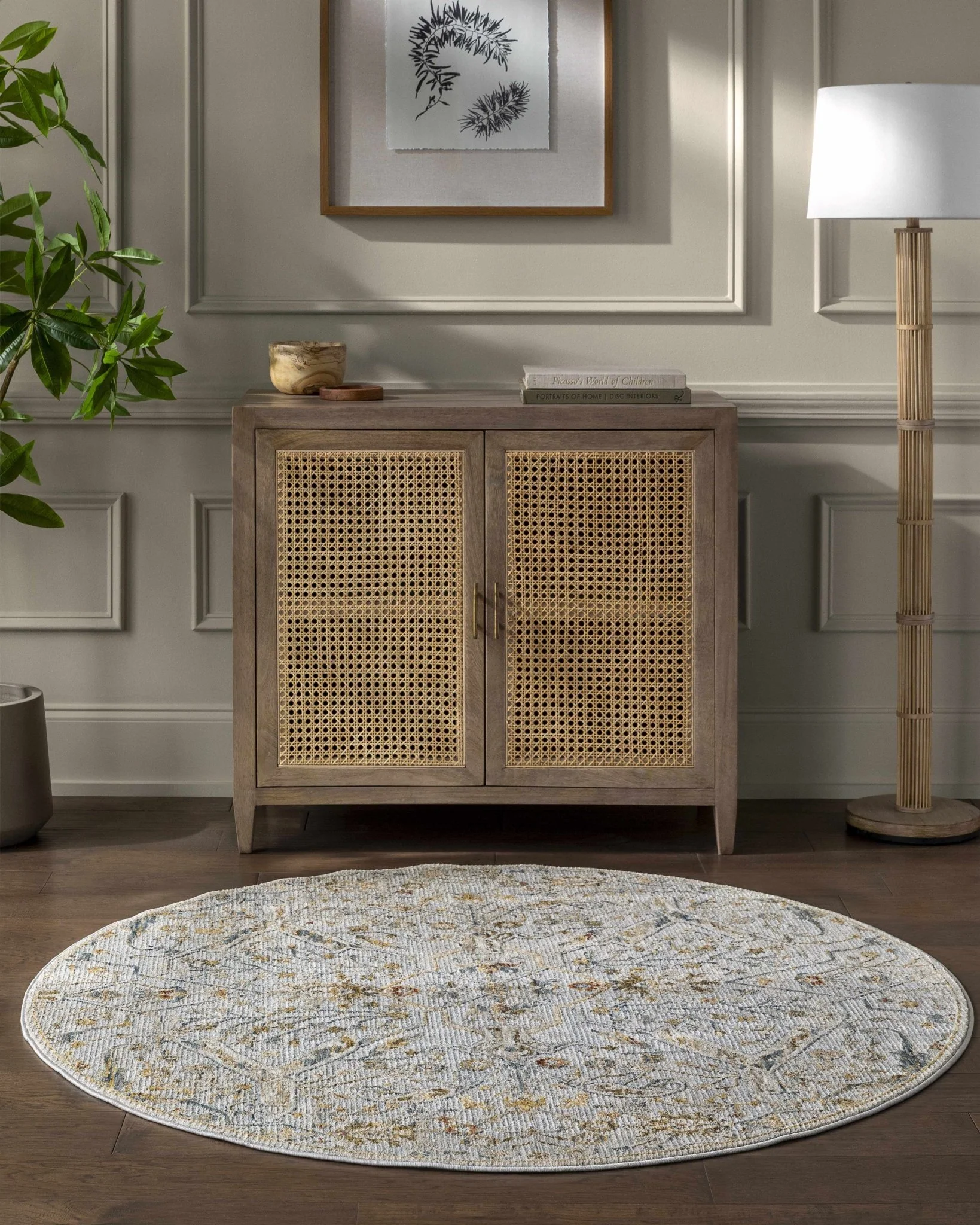 Traditional Oushak Design Gray Machine Woven Rug - Image 10
