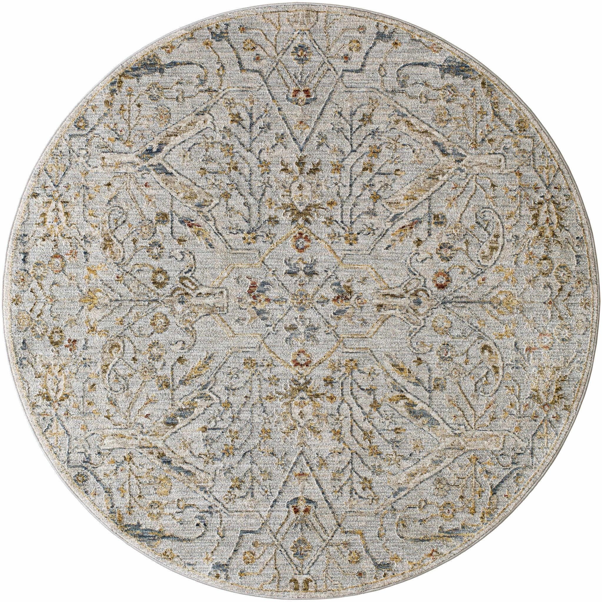 Traditional Oushak Design Gray Machine Woven Rug - Image 16