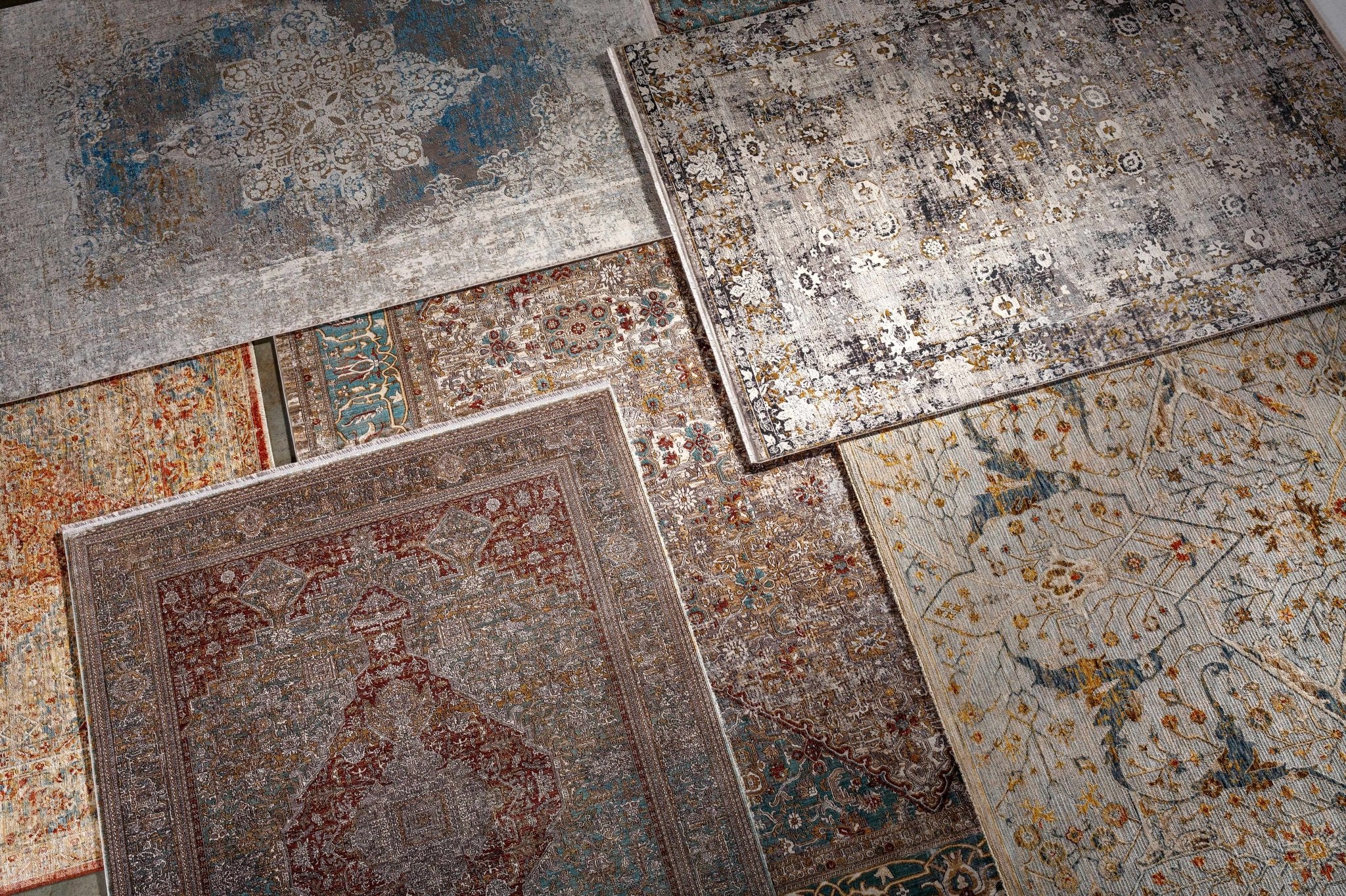 Traditional Oushak Design Gray Machine Woven Rug - Image 17
