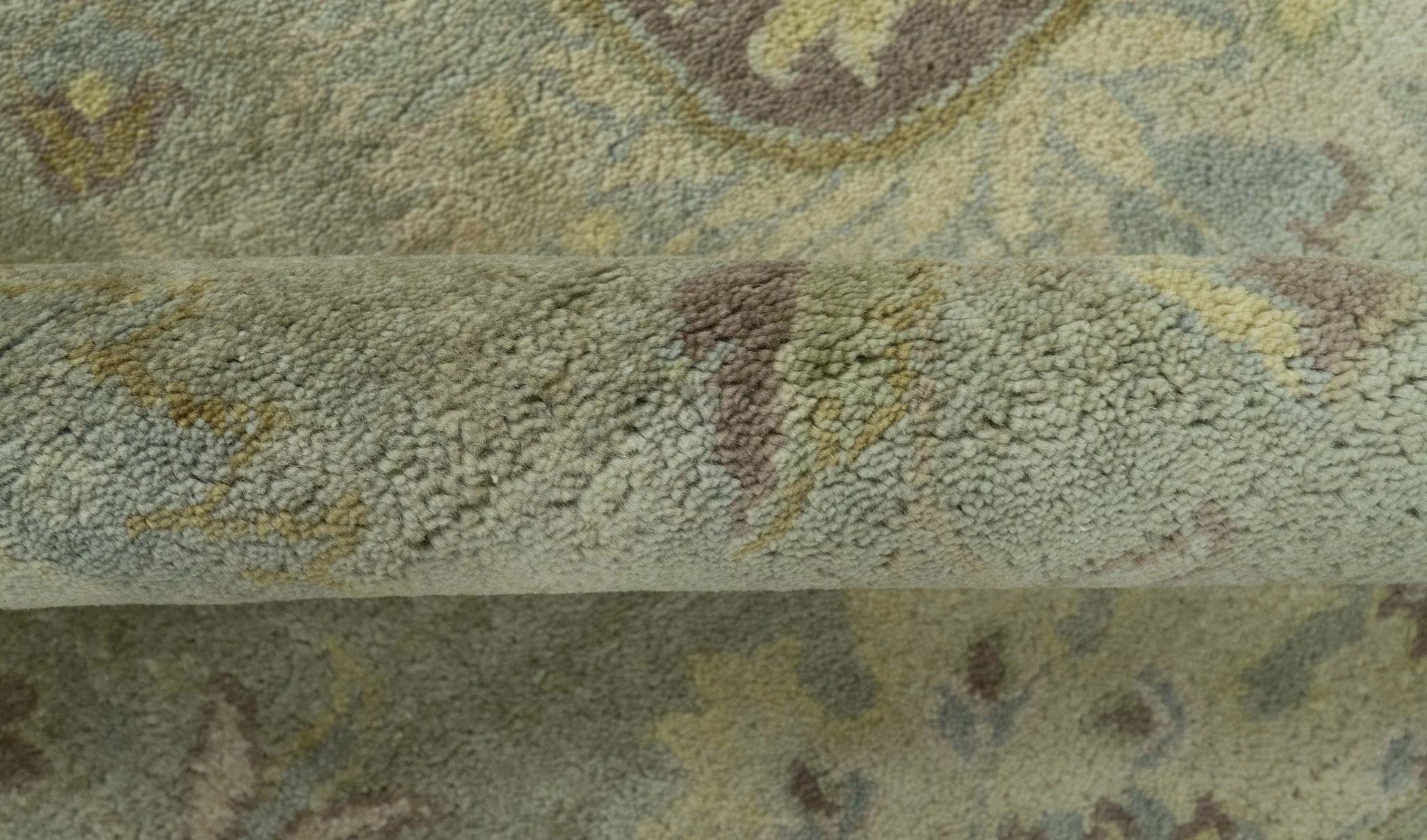 Traditional Oushak Design Antique Green And Brown  6x9 Hand Knotted Wool Rug - Image 7
