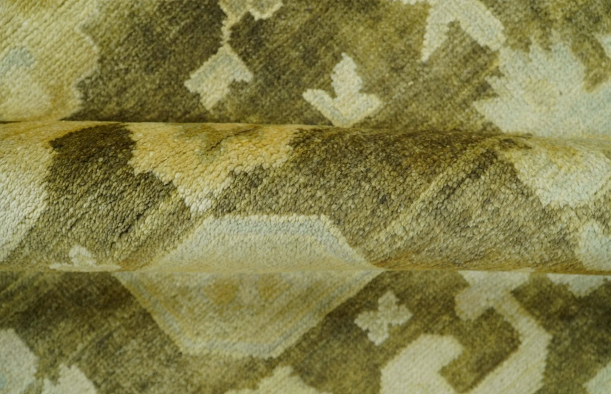 Traditional Oushak Design Olive And Beige Hand Knotted 8x10 Wool Area Rug - Image 6