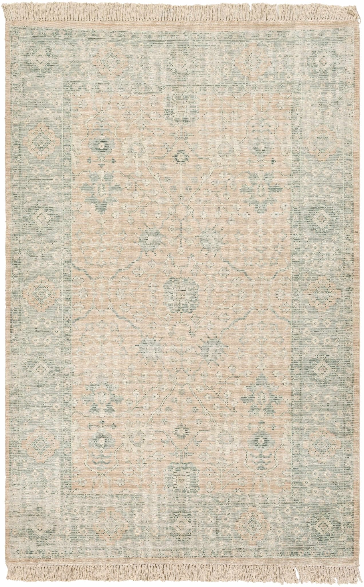 Traditional Oushak Design Peach Handmade Cotton-blend Rug - Image 10