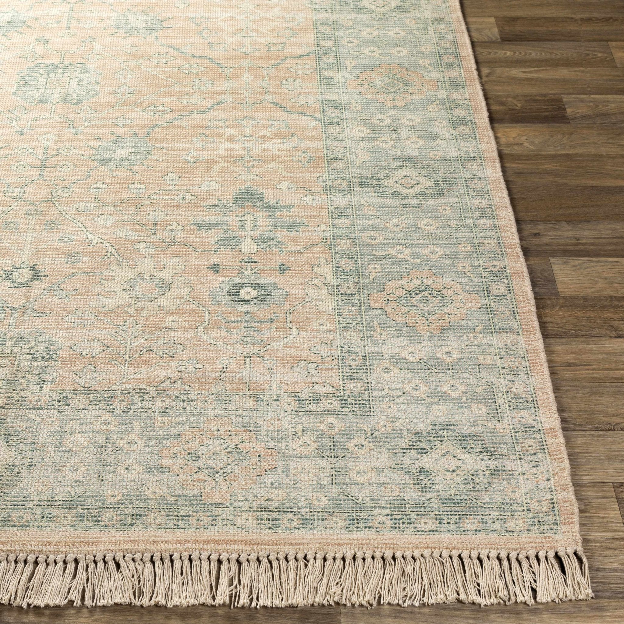 Traditional Oushak Design Peach Handmade Cotton-blend Rug - Image 8