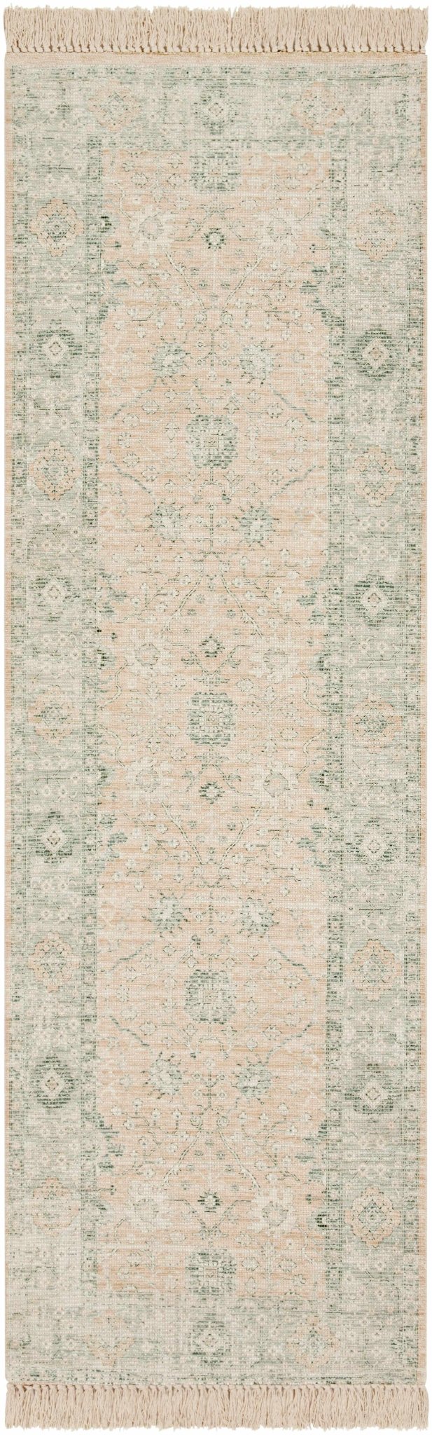 Traditional Oushak Design Peach Handmade Cotton-blend Rug - Image 9