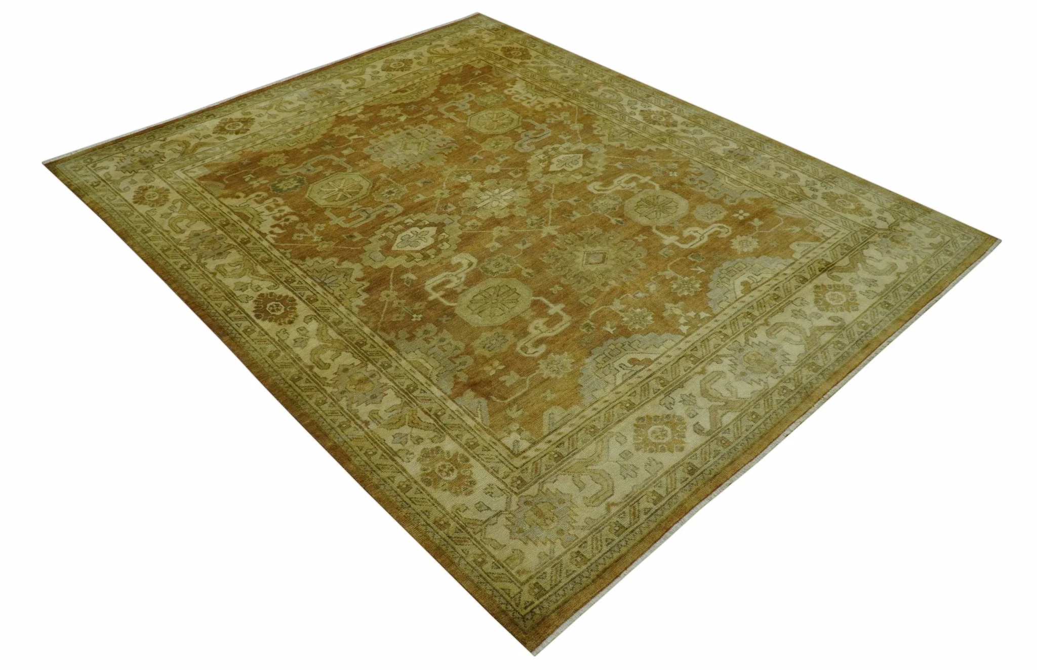 Traditional Oushak Design Rust And Beige Hand Knotted 8x10 Wool Area Rug - Image 12
