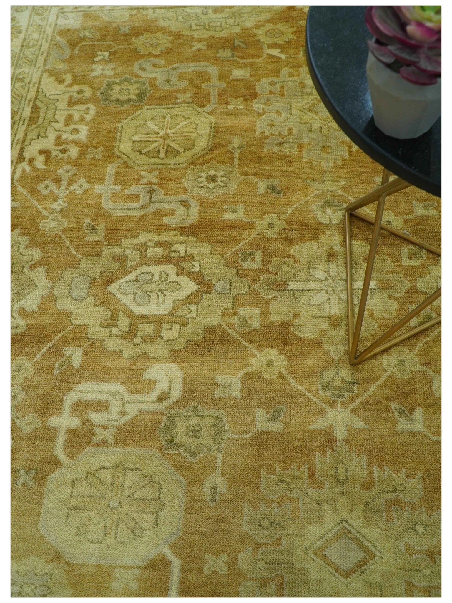 Traditional Oushak Design Rust And Beige Hand Knotted 8x10 Wool Area Rug - Image 4
