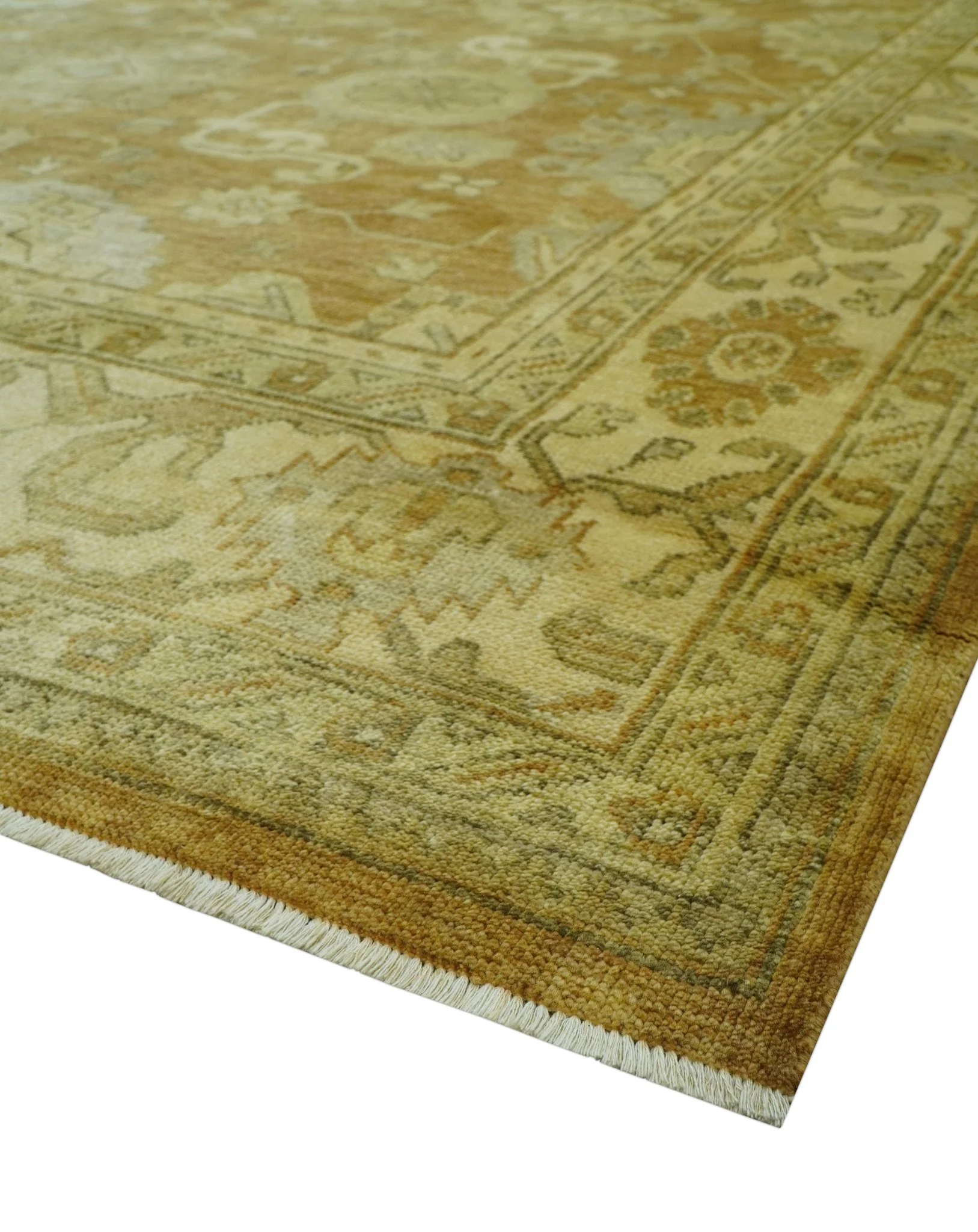 Traditional Oushak Design Rust And Beige Hand Knotted 8x10 Wool Area Rug - Image 9