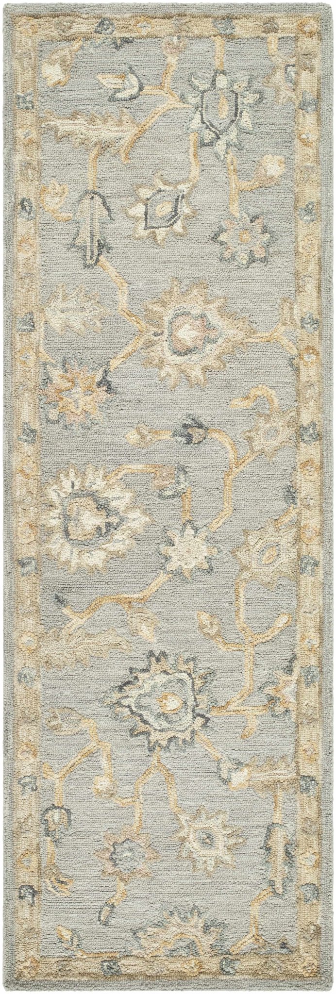 Traditional Oushak Design Silver Hand Tufted Wool Area Rug - Image 5