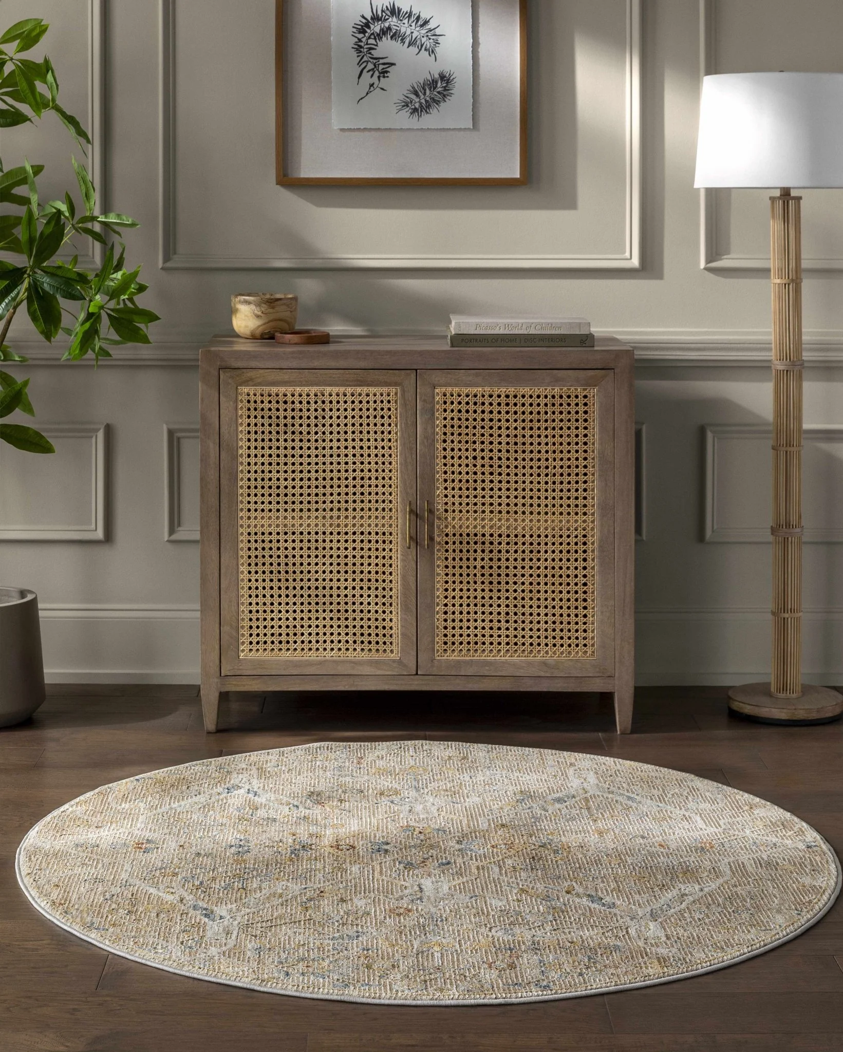 Traditional Oushak Design Tan Machine Woven Area Rug - Image 11