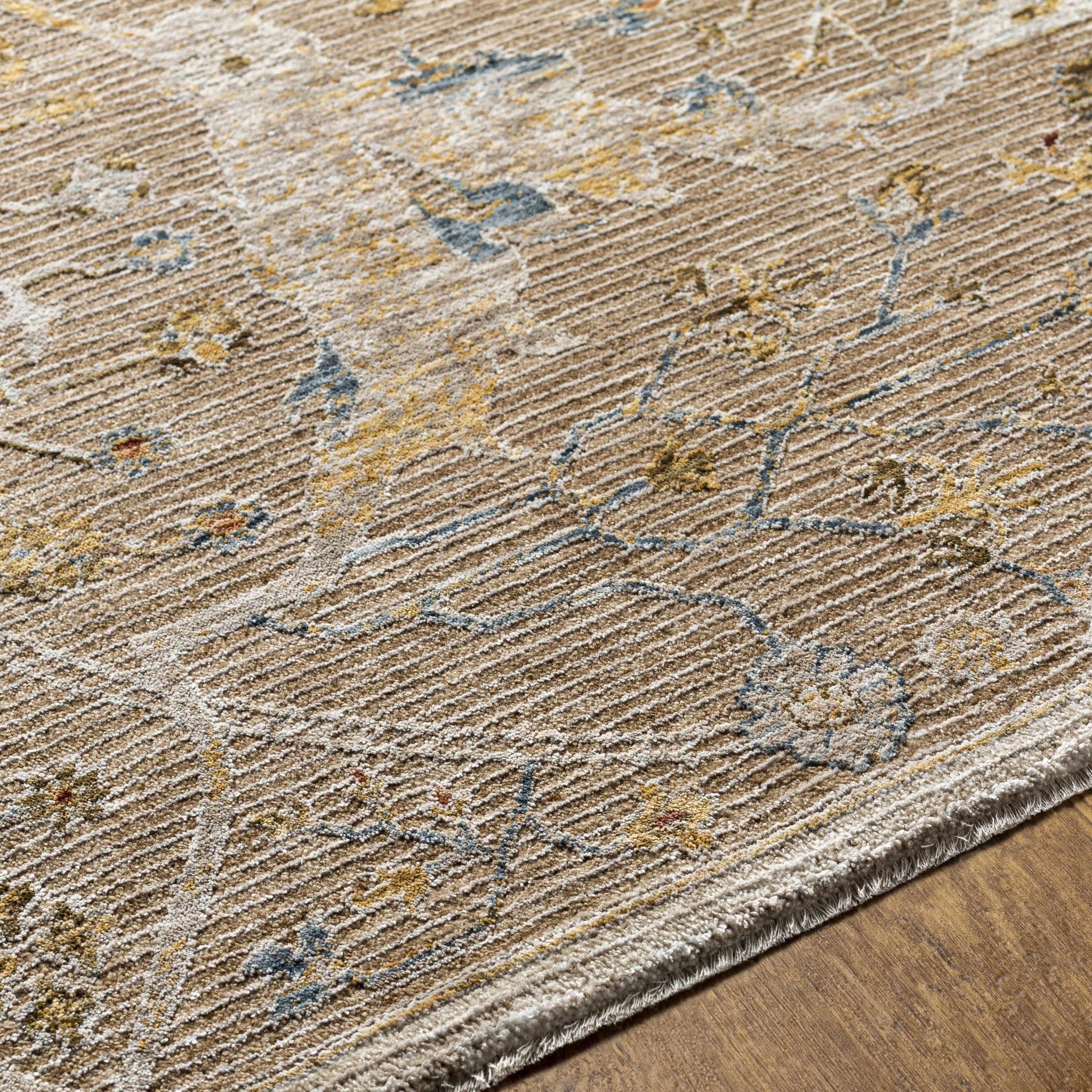 Traditional Oushak Design Tan Machine Woven Area Rug - Image 13
