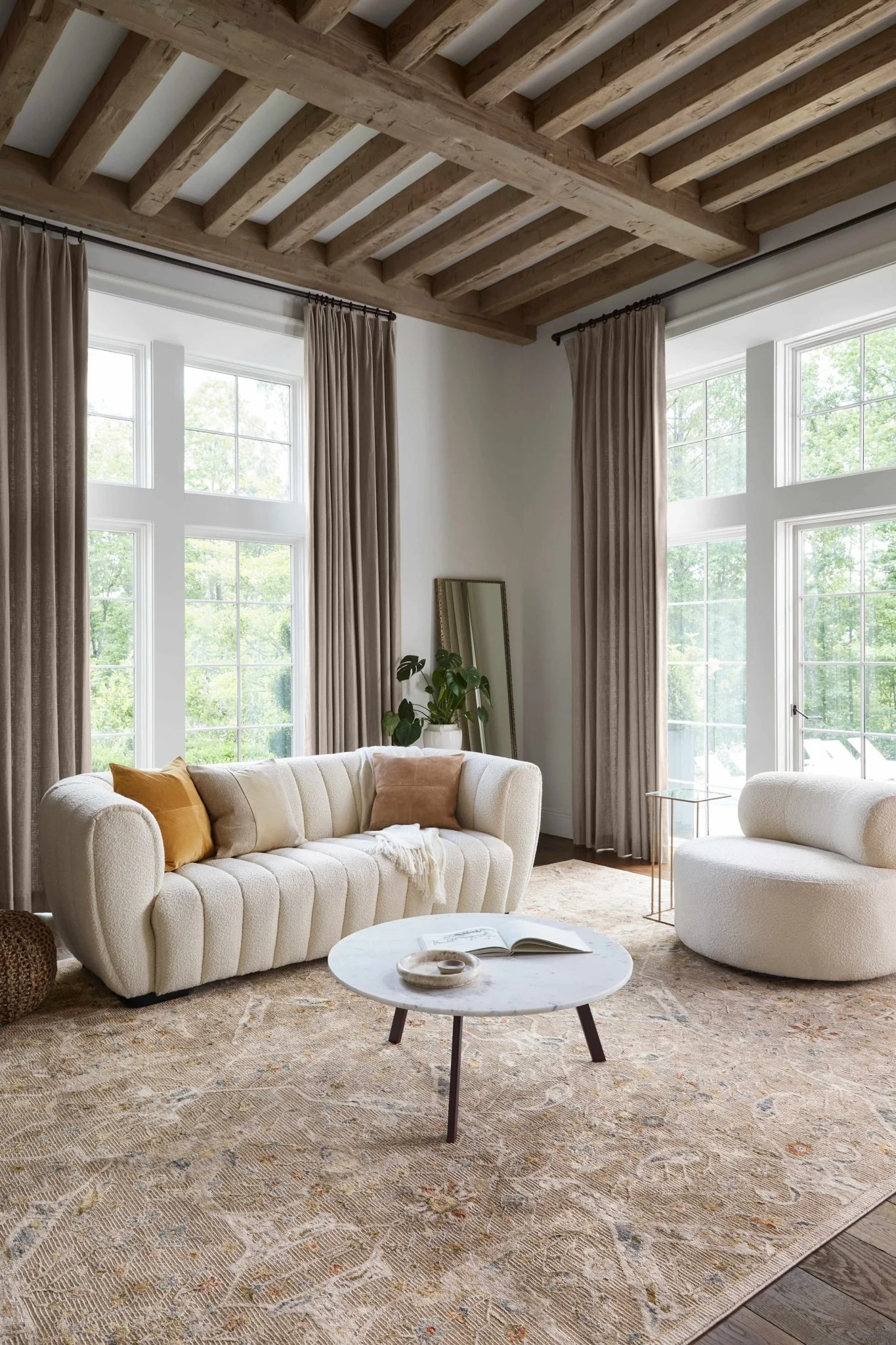 Traditional Oushak Design Tan Machine Woven Area Rug - Image 14