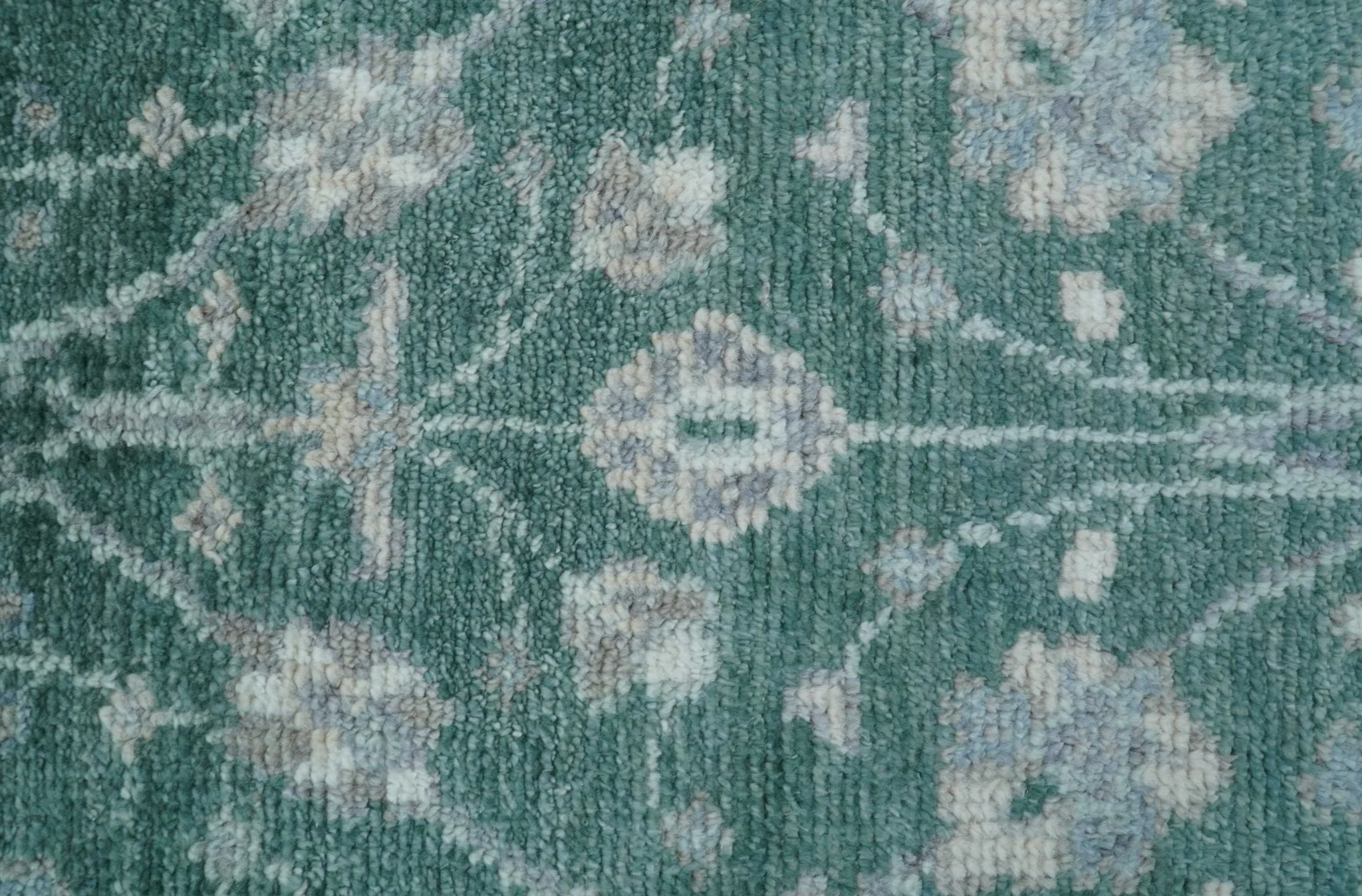 Bloom Traditional Oushak Design Teal 2.6x8.6 Hand Knotted Wool Rug - Image 3