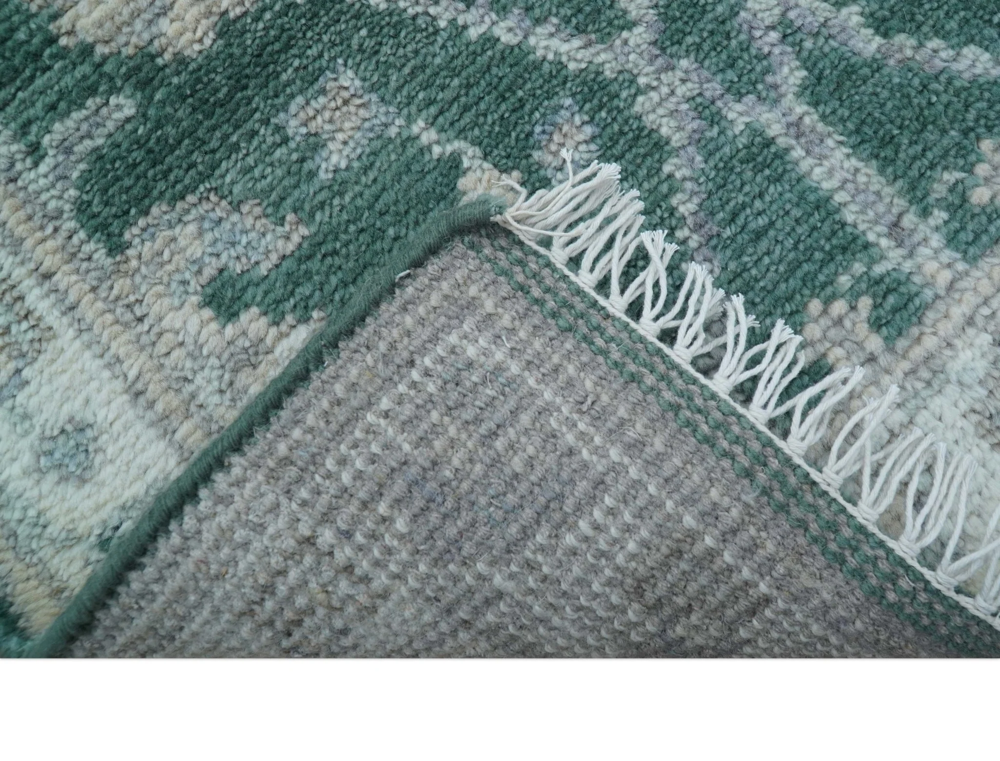 Bloom Traditional Oushak Design Teal 2.6x8.6 Hand Knotted Wool Rug - Image 6