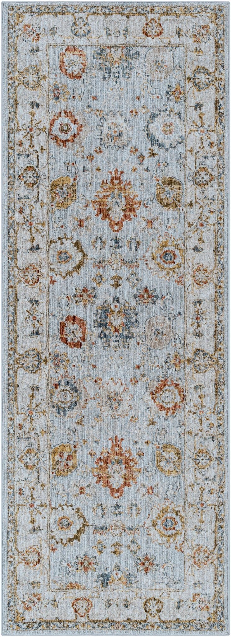 Traditional Oushak Style Cream Machine Woven Rug - Image 13