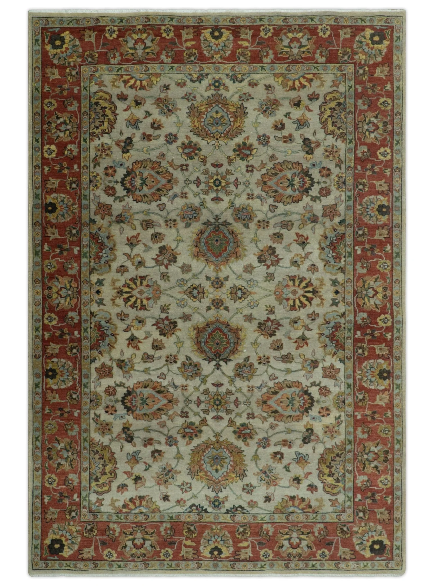 Traditional Heriz Design Beige And Brown  6x9 Hand Knotted Wool Area Rug - Image 10