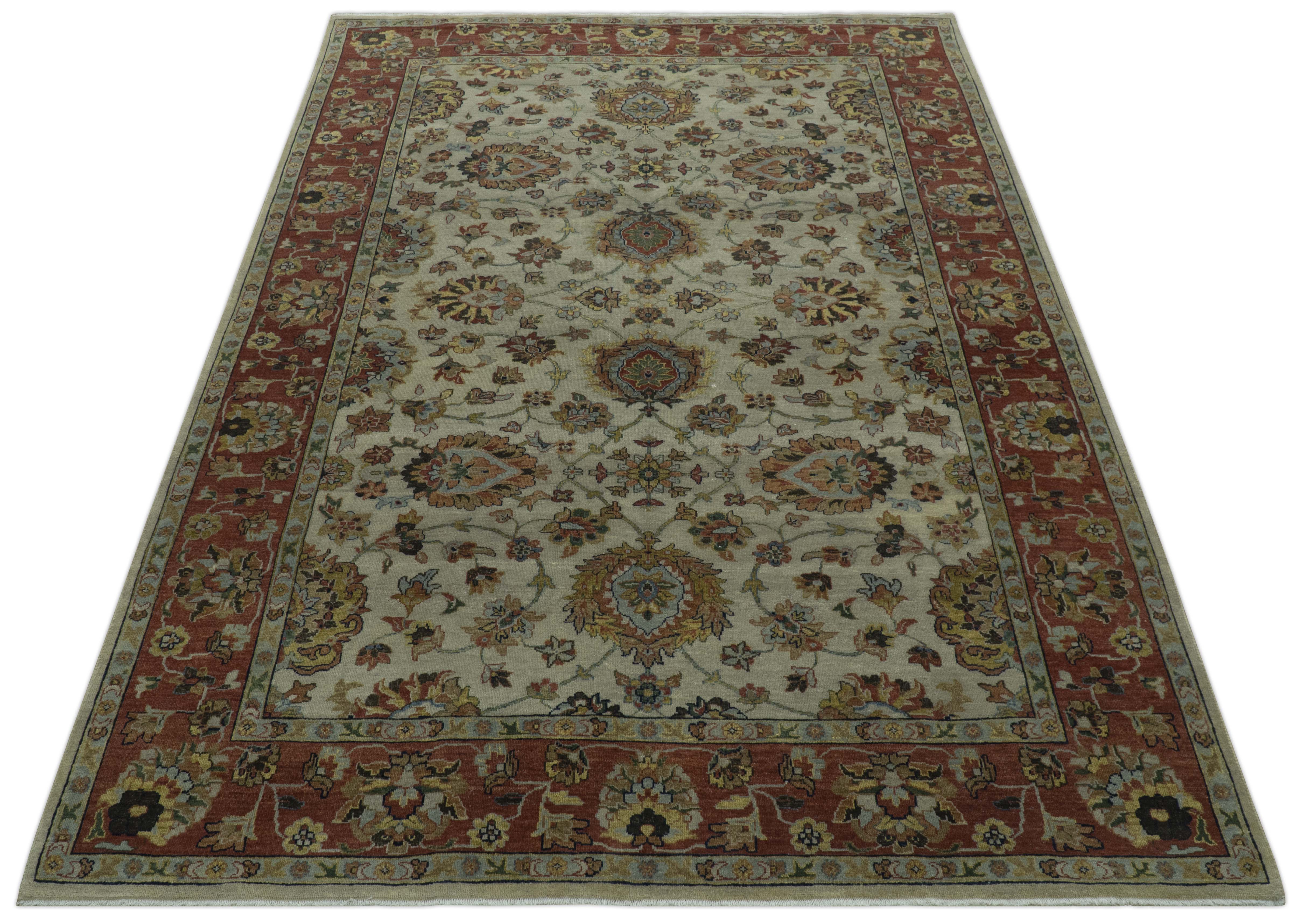 Traditional Heriz Design Beige And Brown  6x9 Hand Knotted Wool Area Rug - Image 11