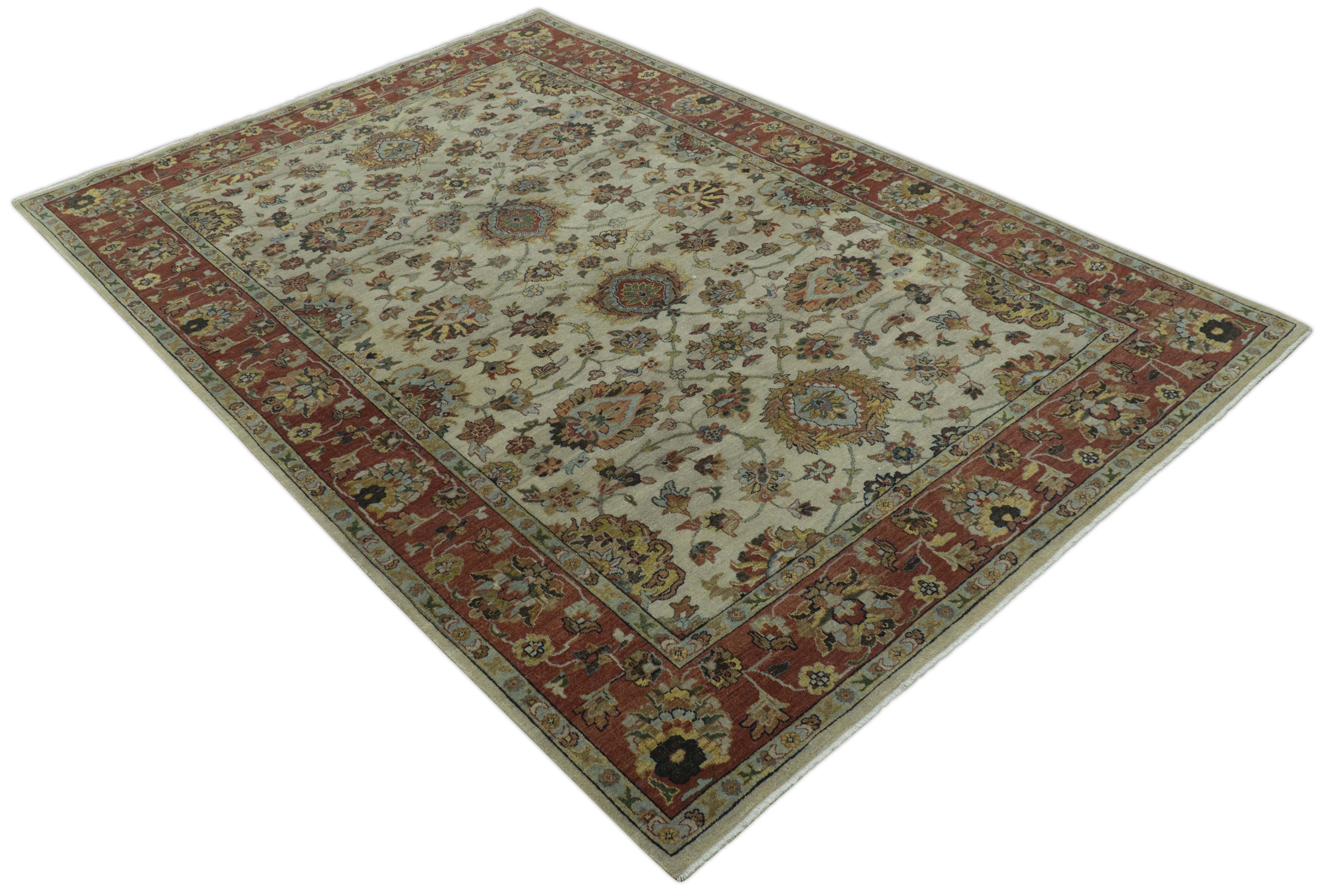 Traditional Heriz Design Beige And Brown  6x9 Hand Knotted Wool Area Rug - Image 12