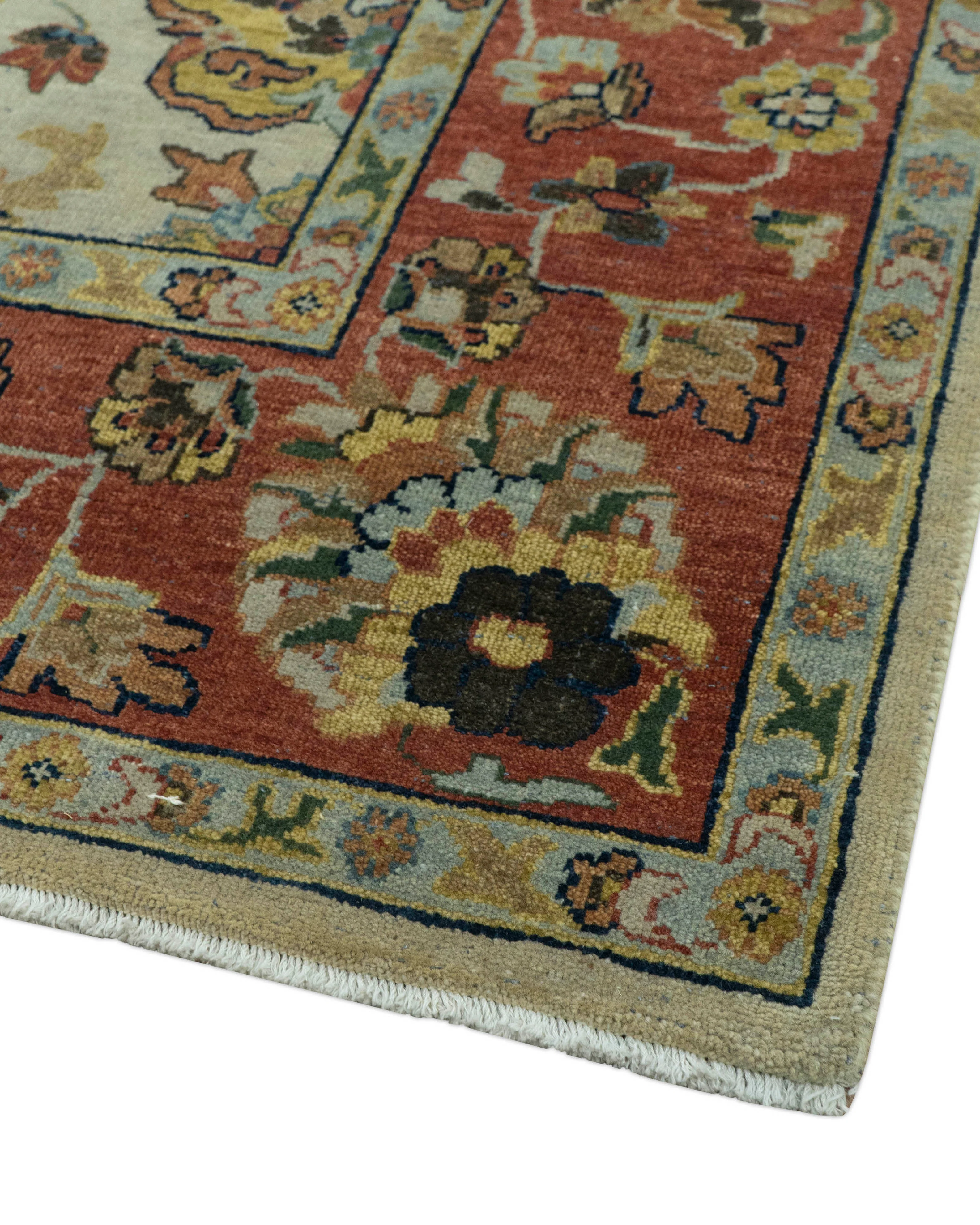 Traditional Heriz Design Beige And Brown  6x9 Hand Knotted Wool Area Rug - Image 8