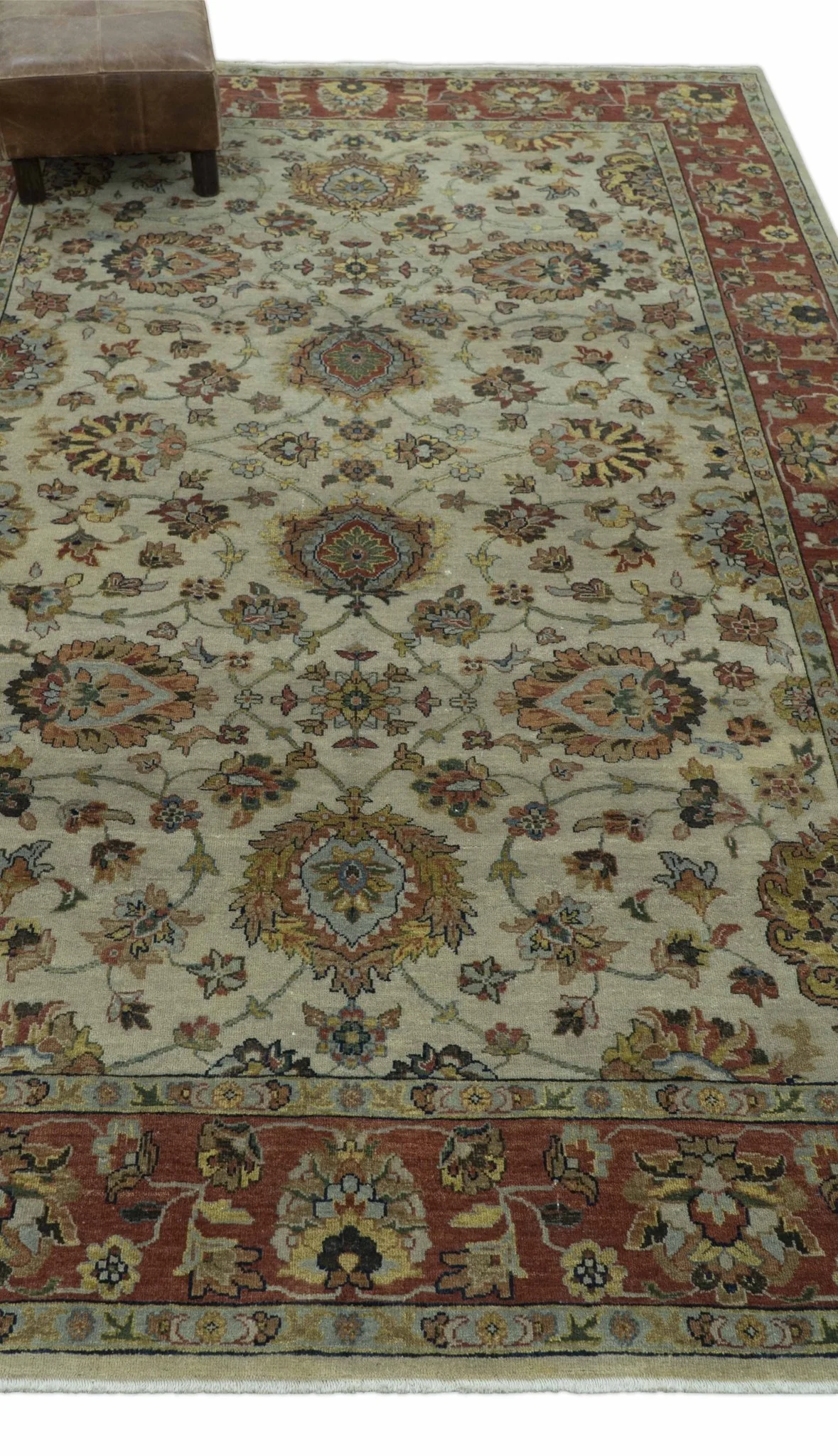 Traditional Heriz Design Beige And Brown  6x9 Hand Knotted Wool Area Rug - Image 9