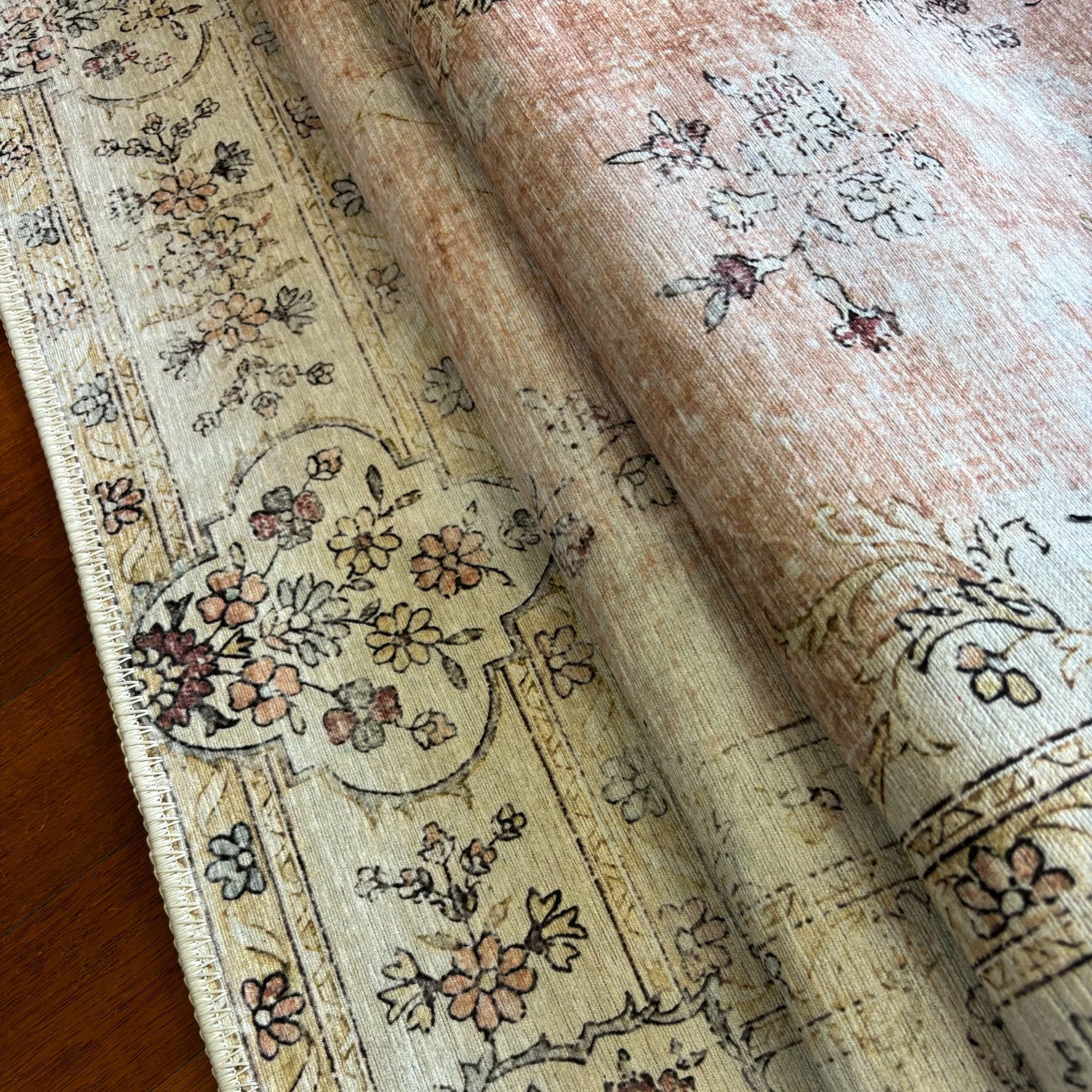 Traditional Peach Machine Washable Cotton Area Rug - Image 8