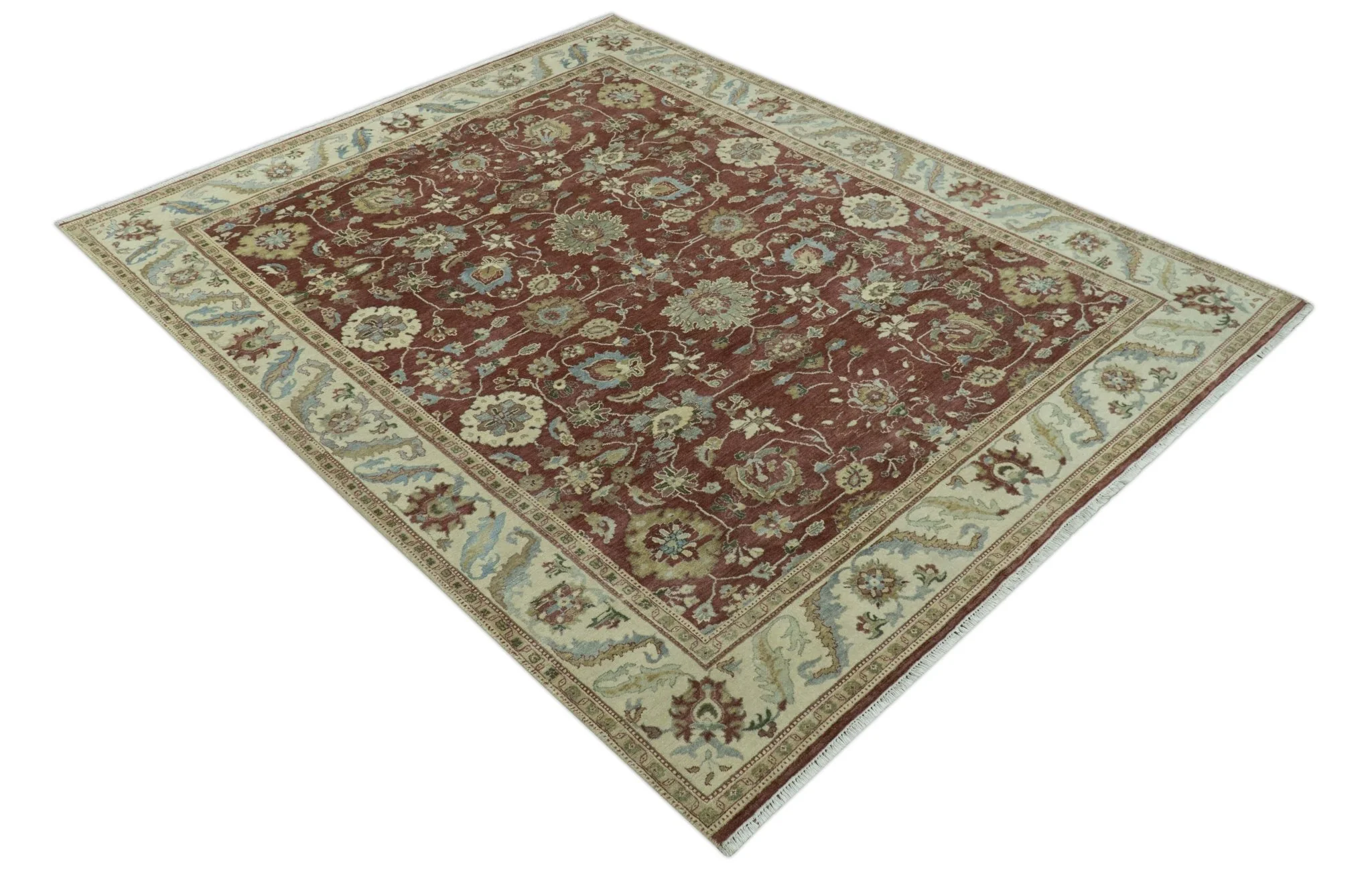 Traditional Design Red And Beige 8x10 Hand Knotted wool rug - Image 12