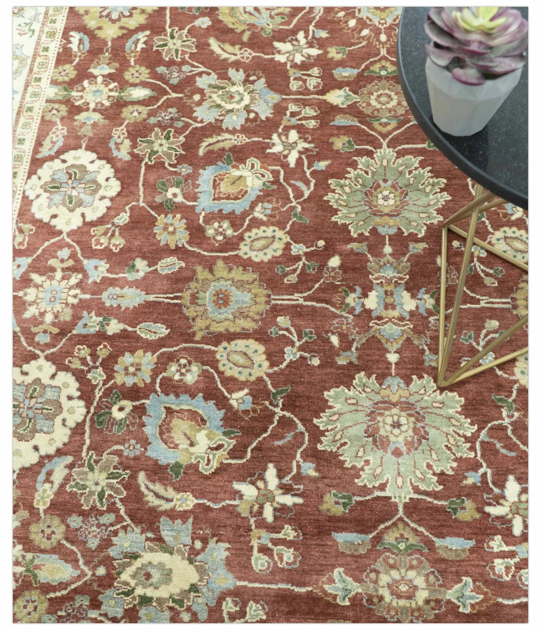 Traditional Design Red And Beige 8x10 Hand Knotted wool rug - Image 3
