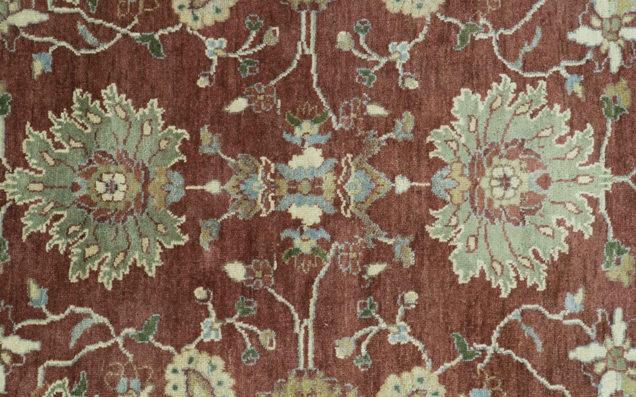 Traditional Design Red And Beige 8x10 Hand Knotted wool rug - Image 4