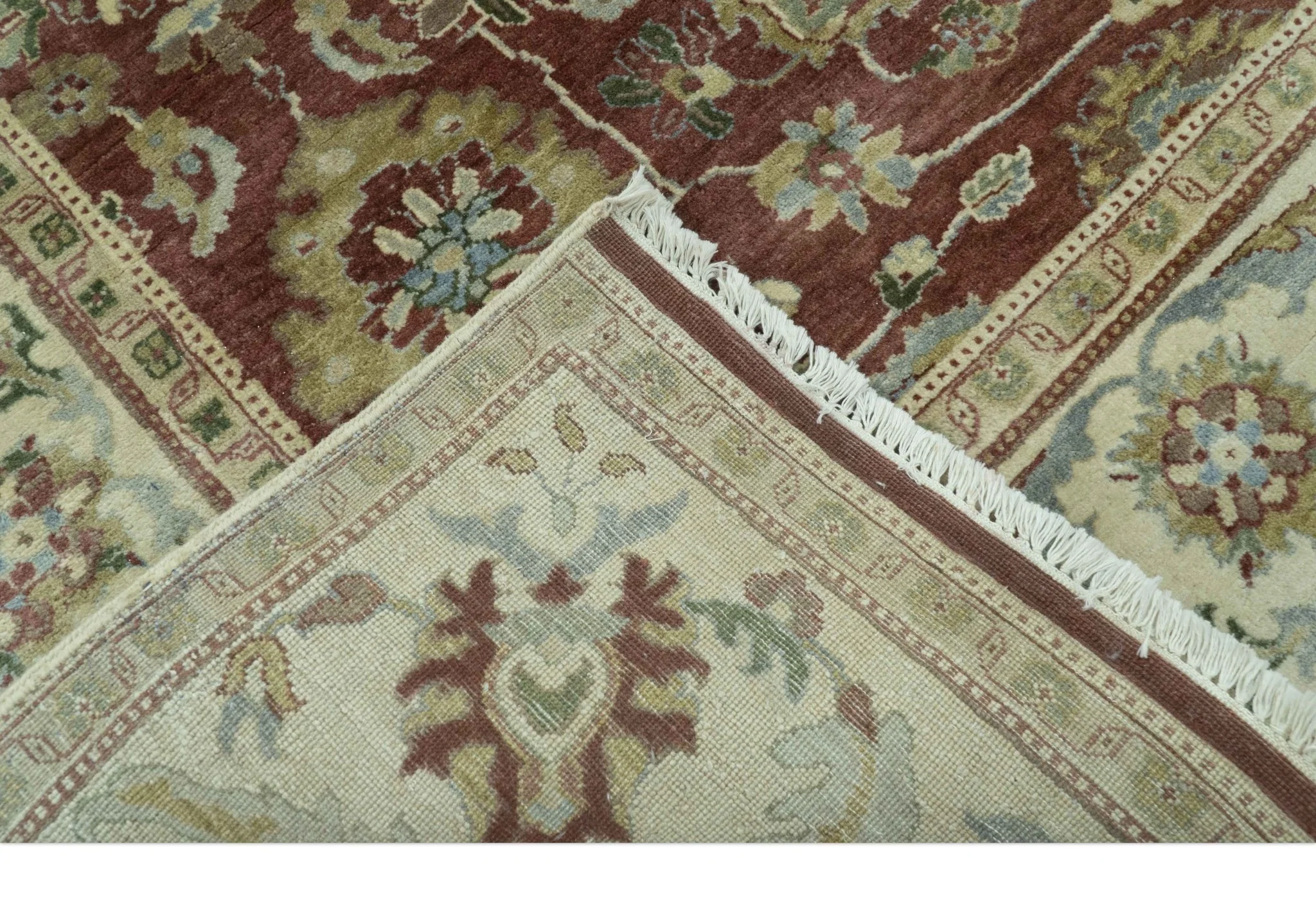 Traditional Design Red And Beige 8x10 Hand Knotted wool rug - Image 5