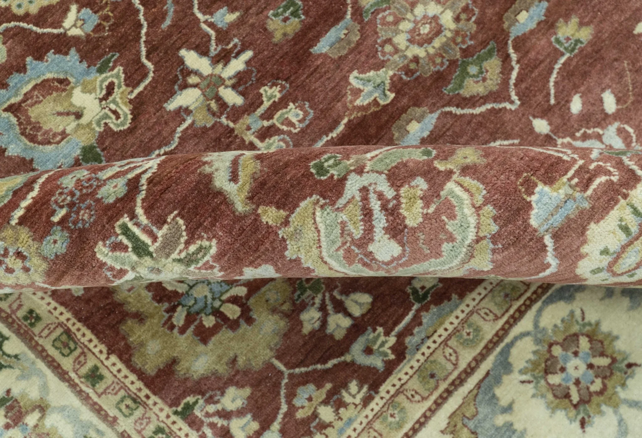 Traditional Design Red And Beige 8x10 Hand Knotted wool rug - Image 6