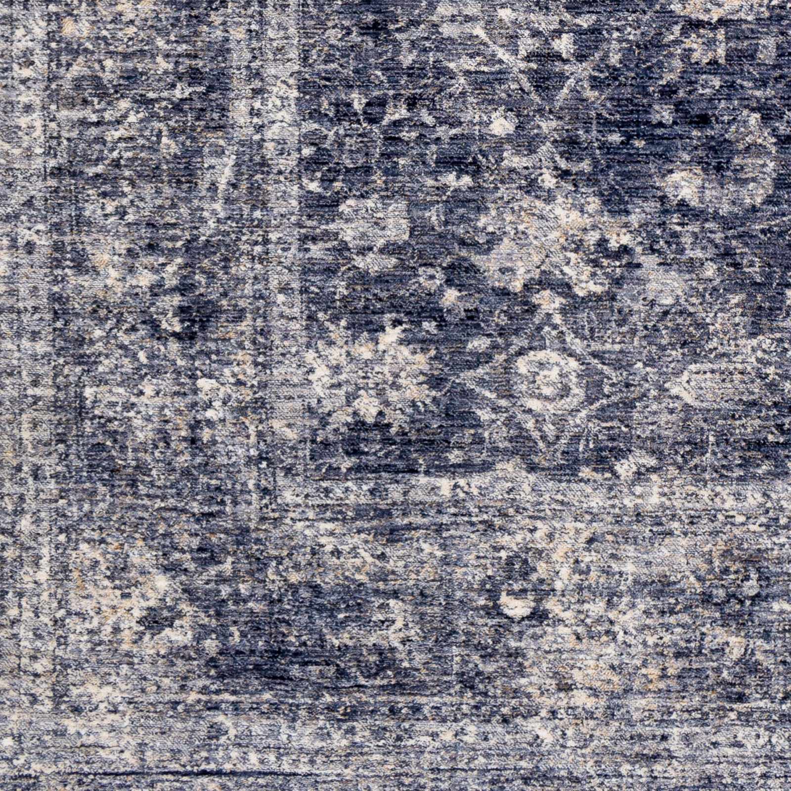 Traditional Persian Design Blue Machine Woven Area Rug - Image 2
