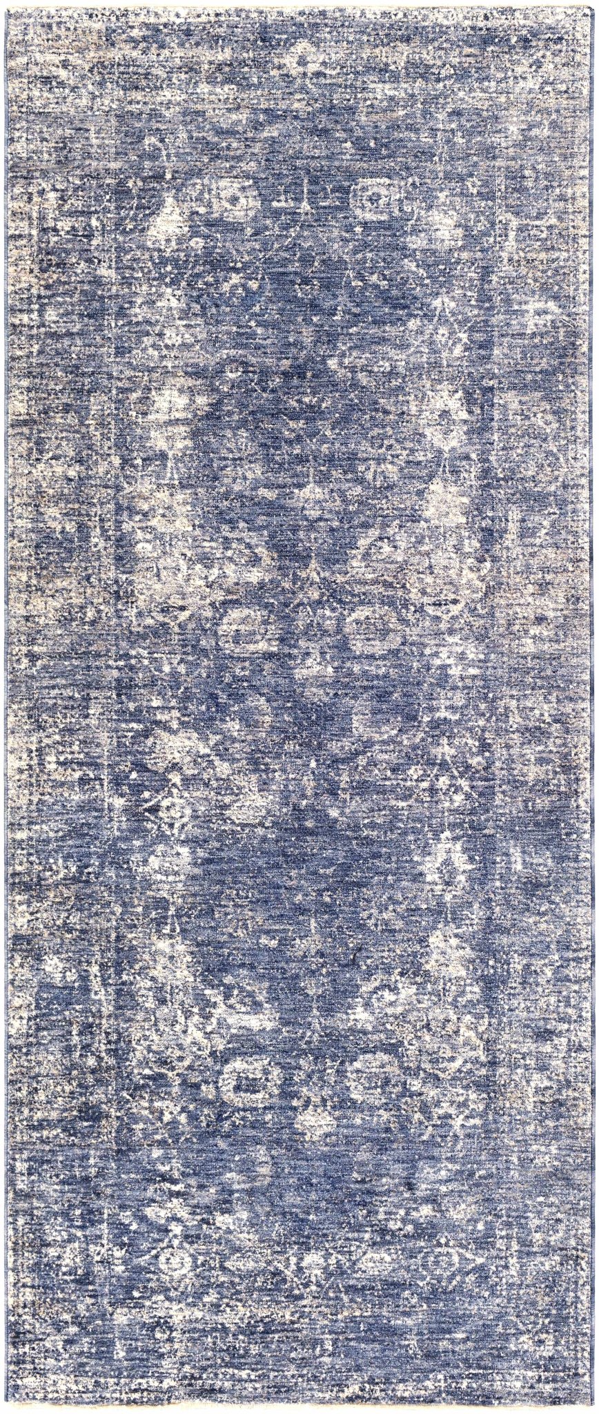 Traditional Persian Design Blue Machine Woven Area Rug - Image 6