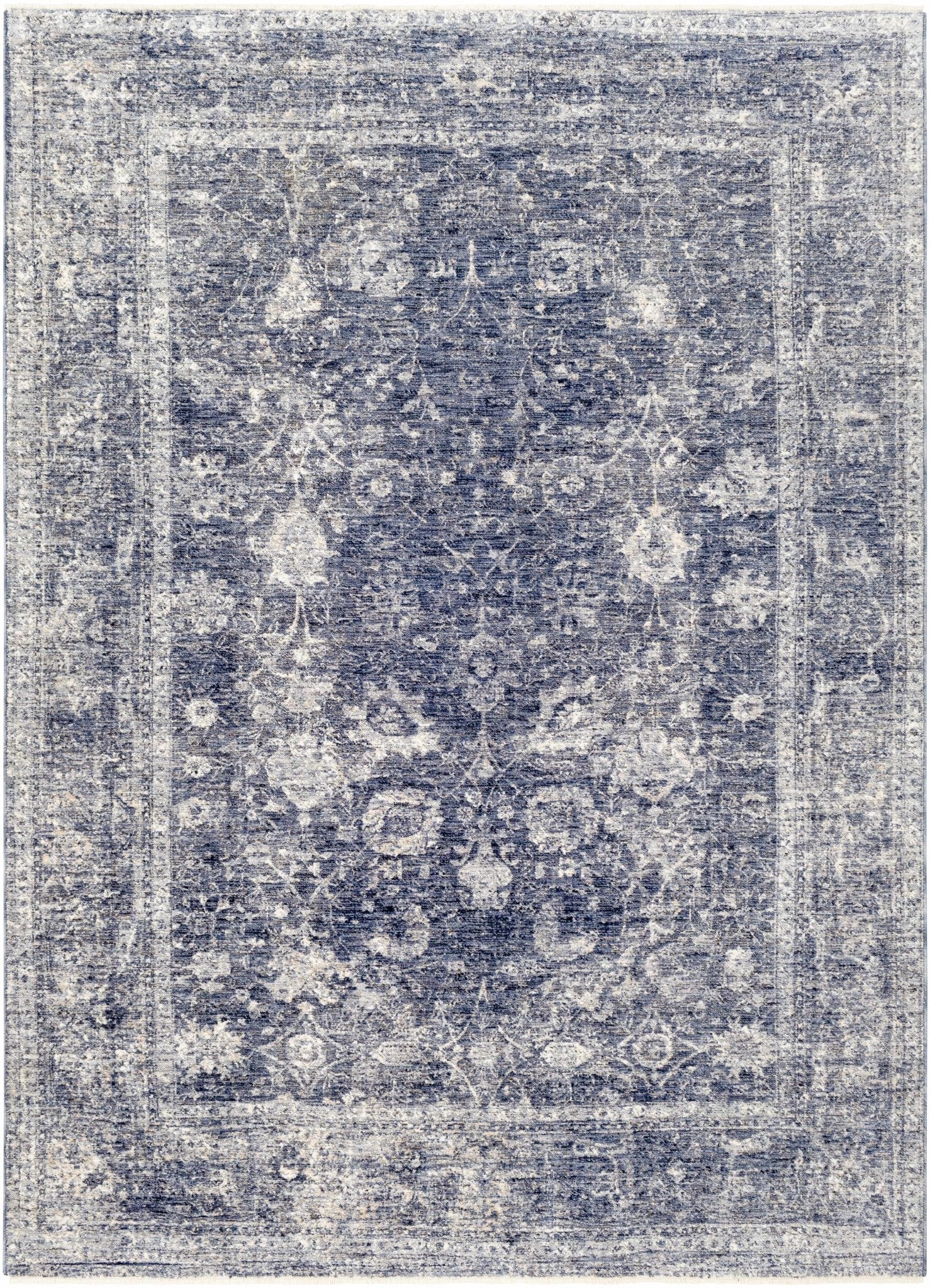 Traditional Persian Design Blue Machine Woven Area Rug - Image 8