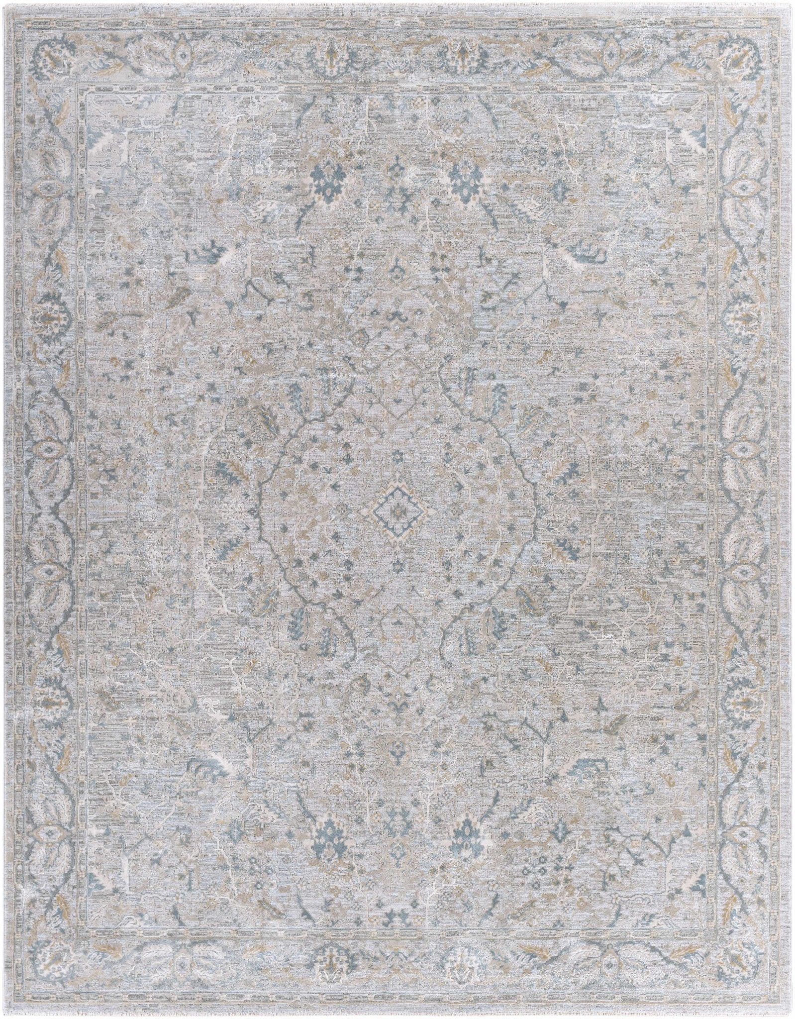Traditional Persian Gray Machine Woven Rug - Image 18