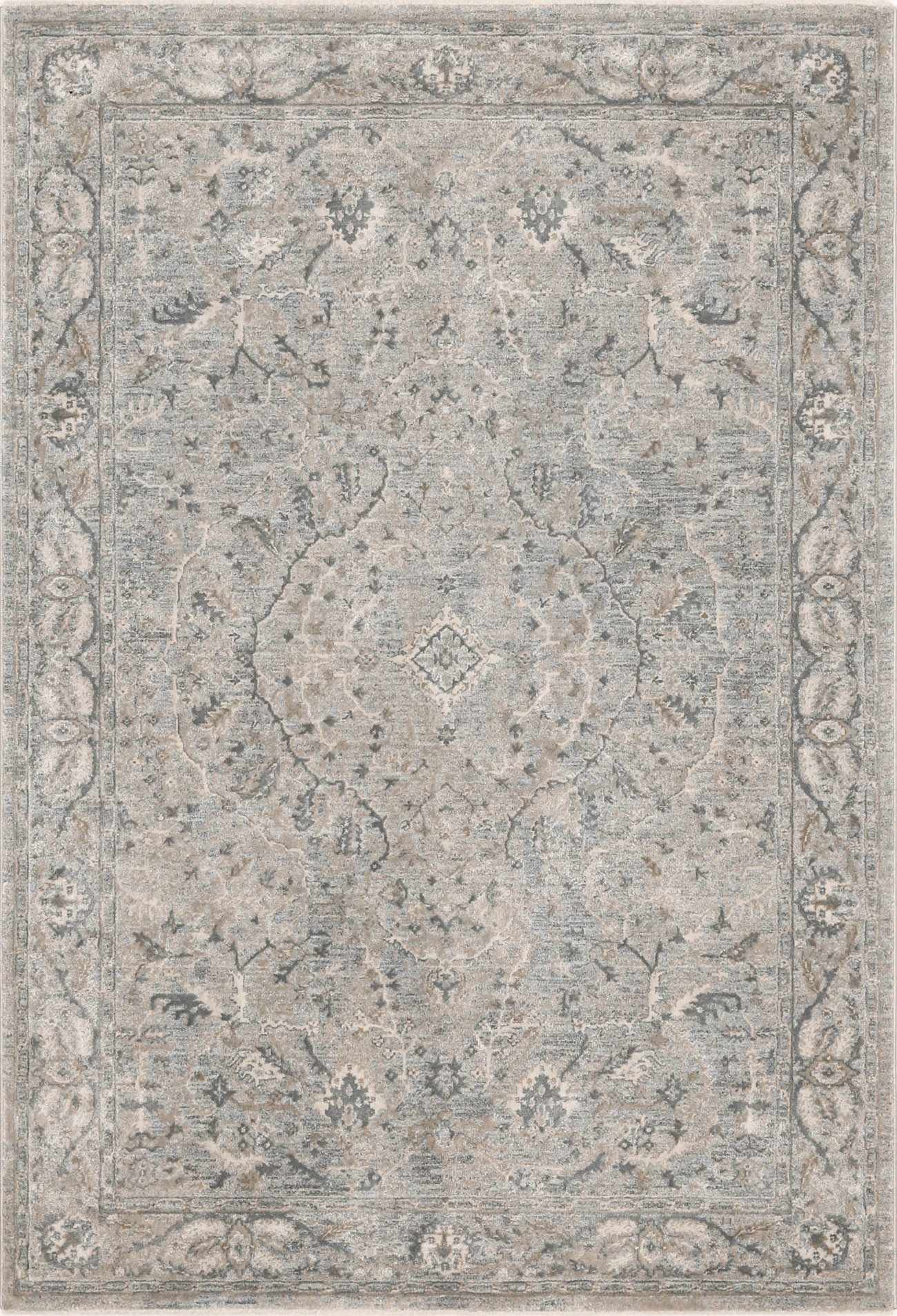 Traditional Persian Gray Machine Woven Rug - Image 2
