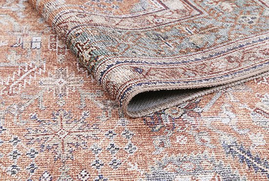 Traditional Design Washable Orange And Gray Rug - Image 6