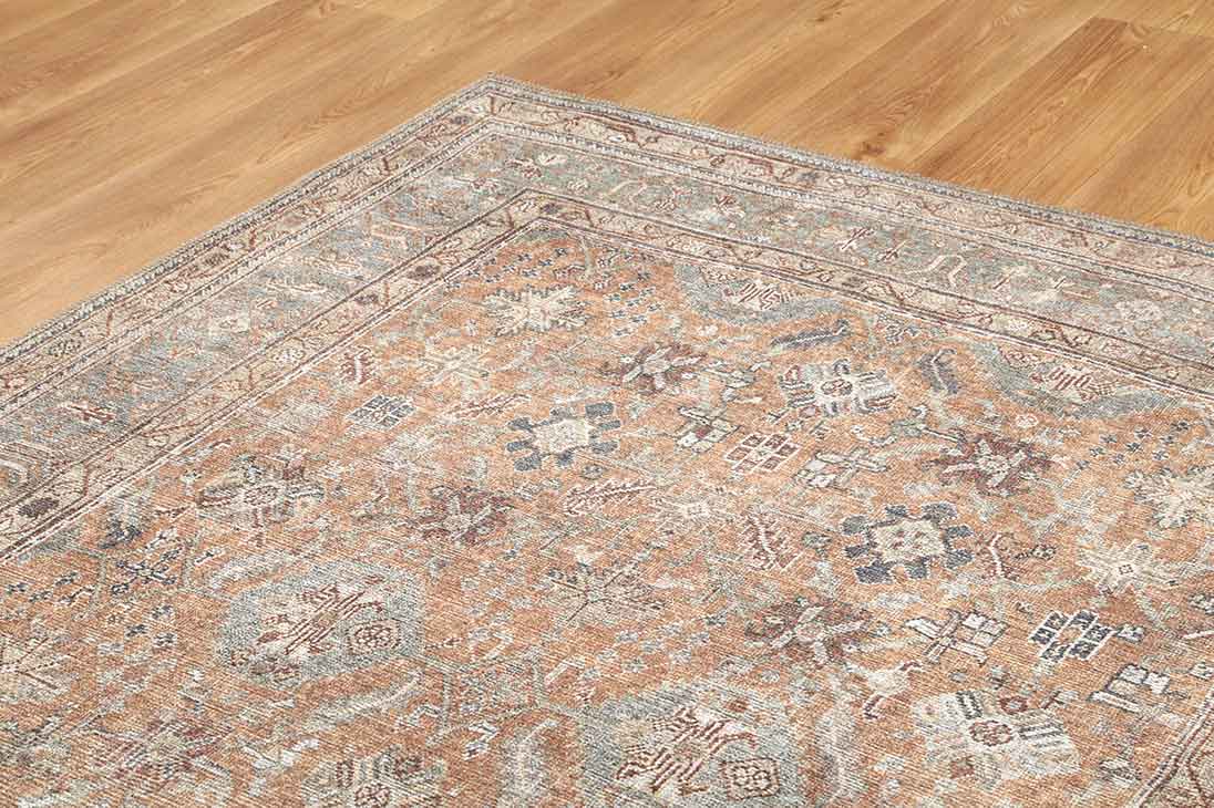 Traditional Design Washable Orange And Gray Rug - Image 7
