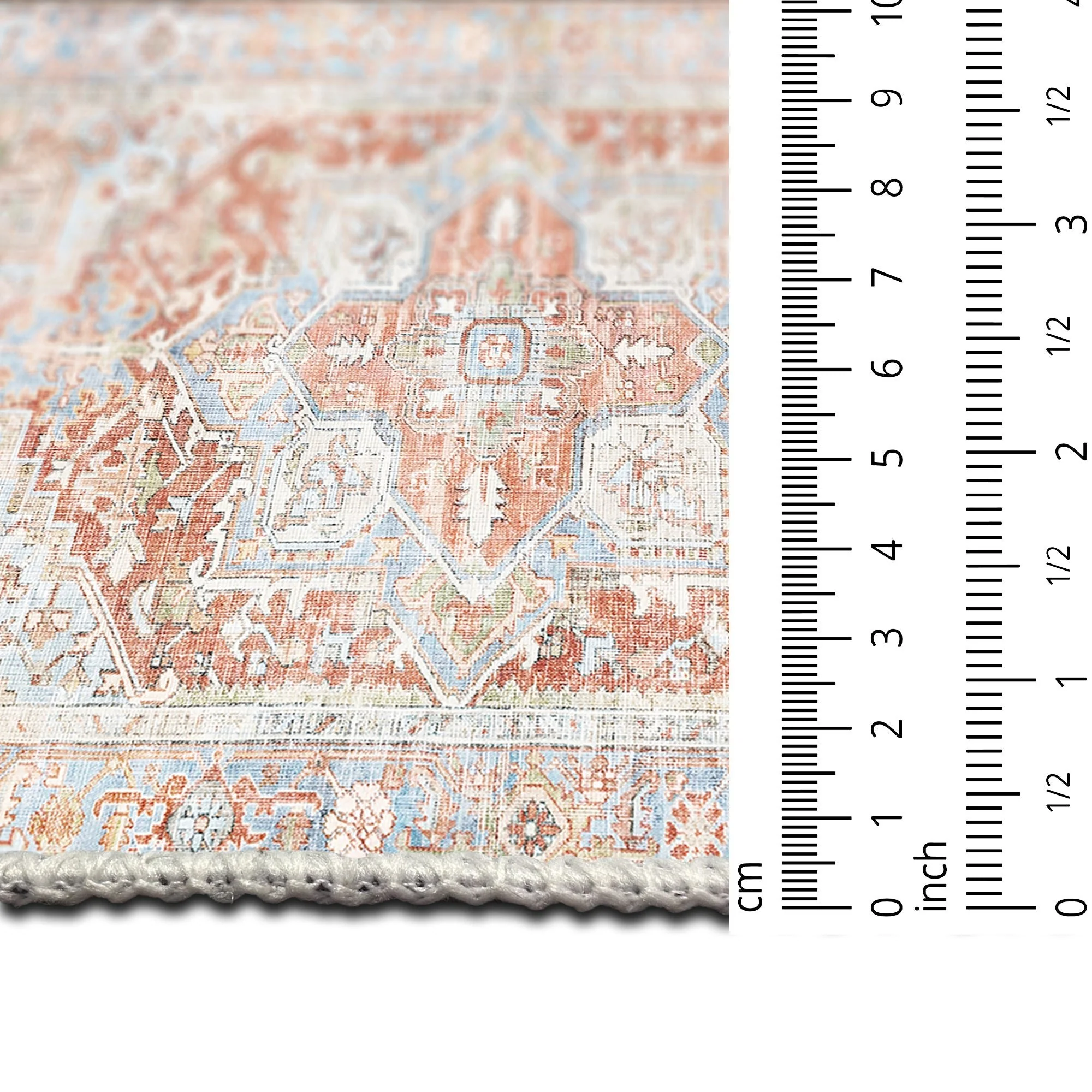 Traditional Rust And Beige Machine Washable Cotton Area Rug - Image 8