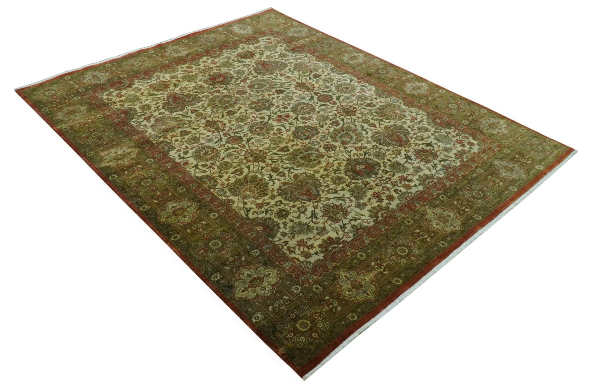 Traditional Fine Serapi Design Beige And Brown Hand Knotted 8x10 Wool Area Rug - Image 11
