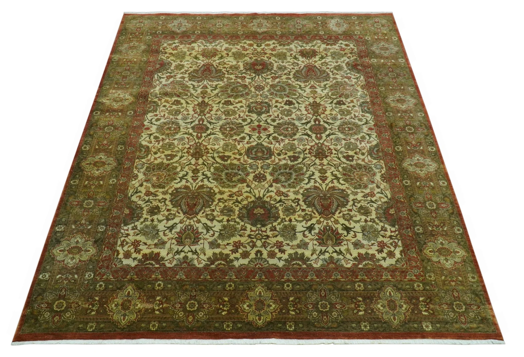 Traditional Fine Serapi Design Beige And Brown Hand Knotted 8x10 Wool Area Rug - Image 12
