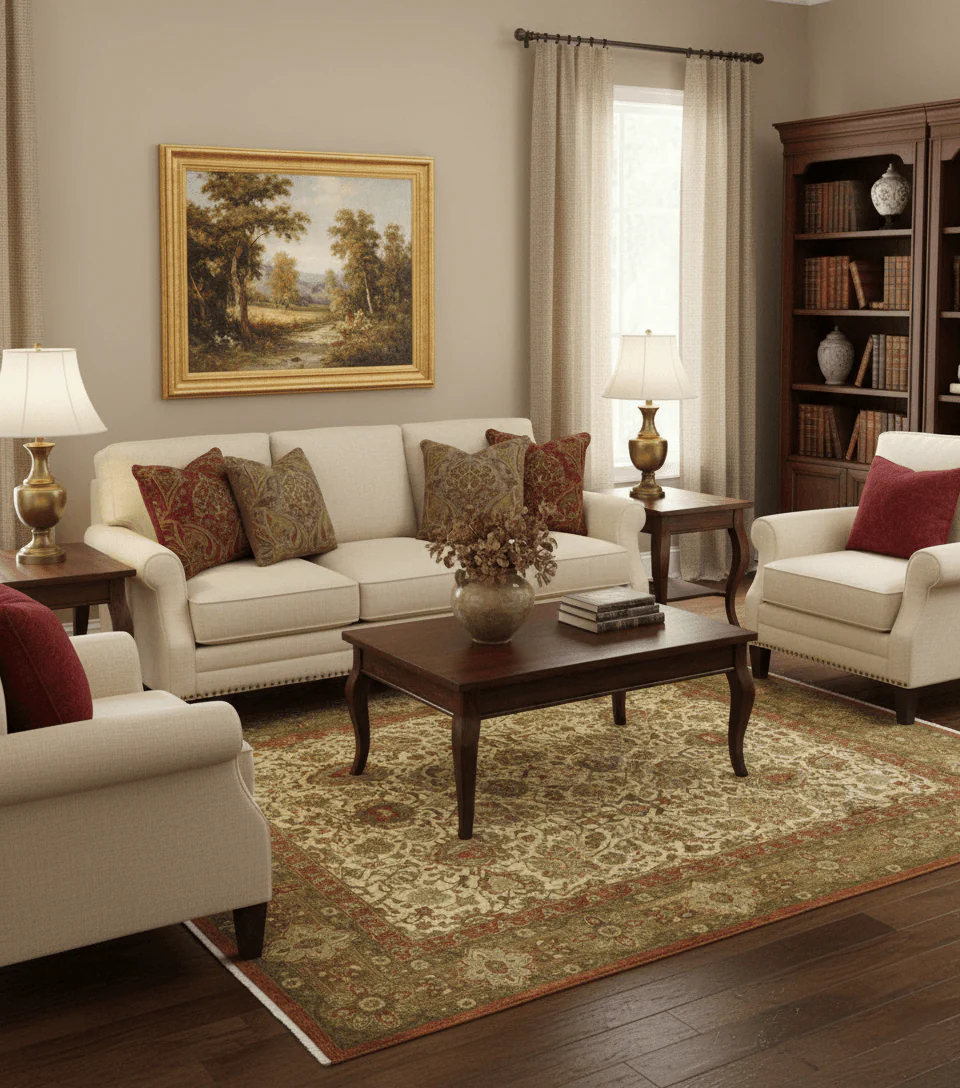 Traditional Fine Serapi Design Beige And Brown Hand Knotted 8x10 Wool Area Rug - Image 2
