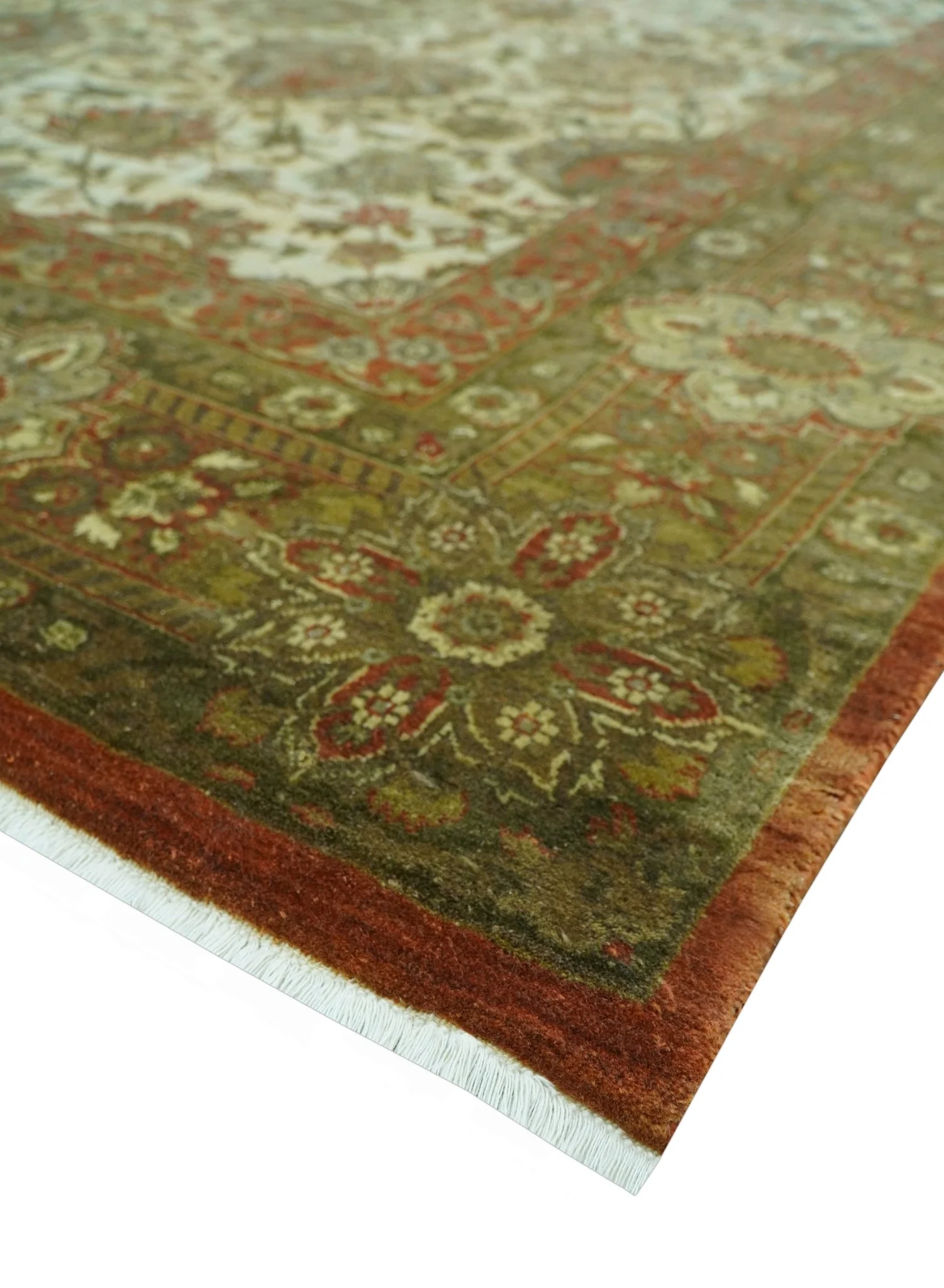 Traditional Fine Serapi Design Beige And Brown Hand Knotted 8x10 Wool Area Rug - Image 7