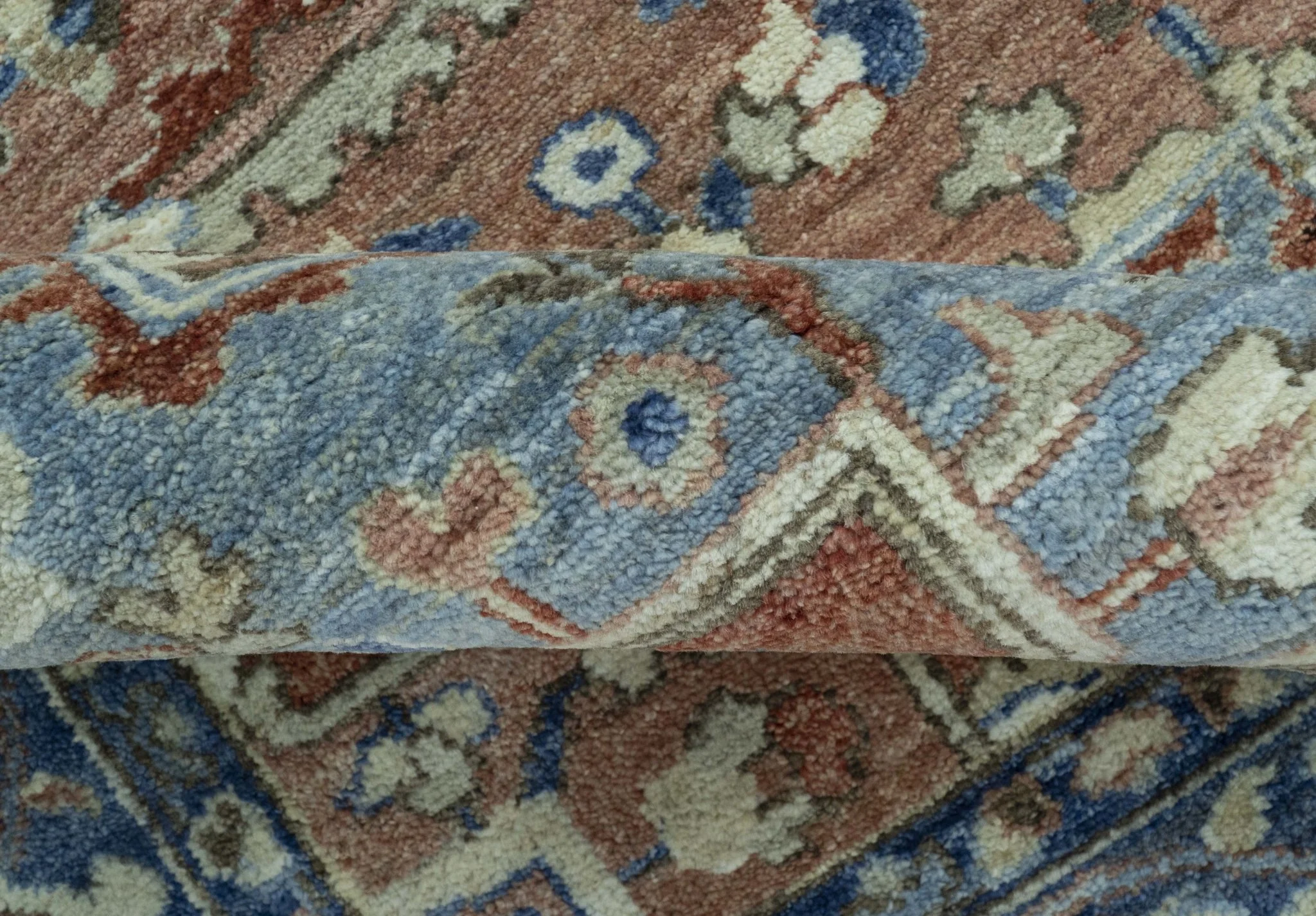 Traditional Serapi Design Rust And Blue Hand Knotted 8x10 Wool Area Rug - Image 7
