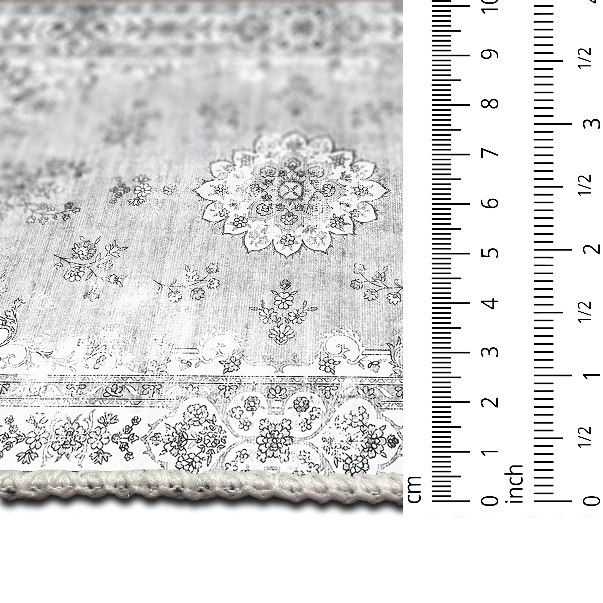 Traditional Silver And White Machine Washable Cotton Area Rug - Image 8
