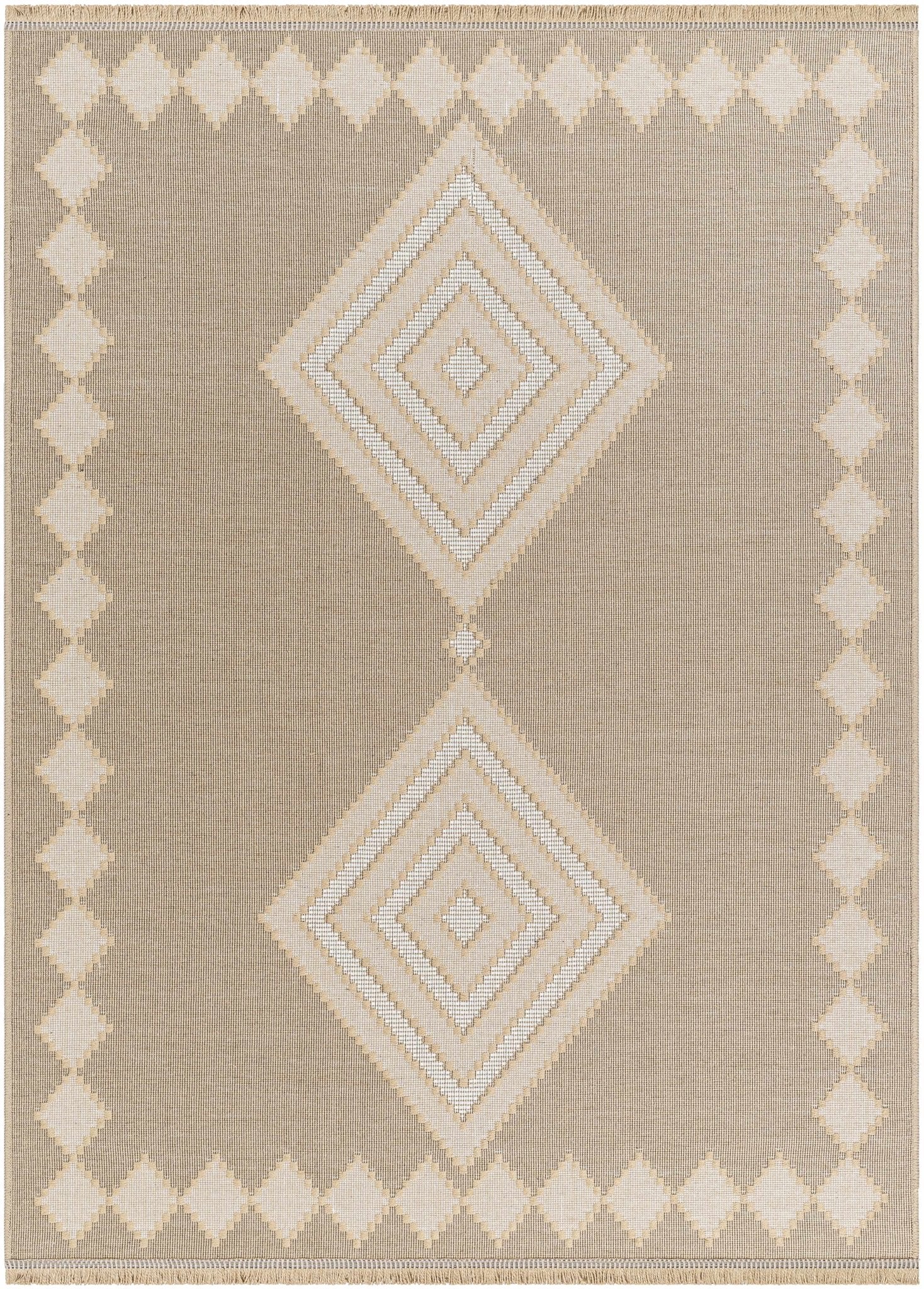 Traditional Style Beige And Tan Jute Rug - Image 2