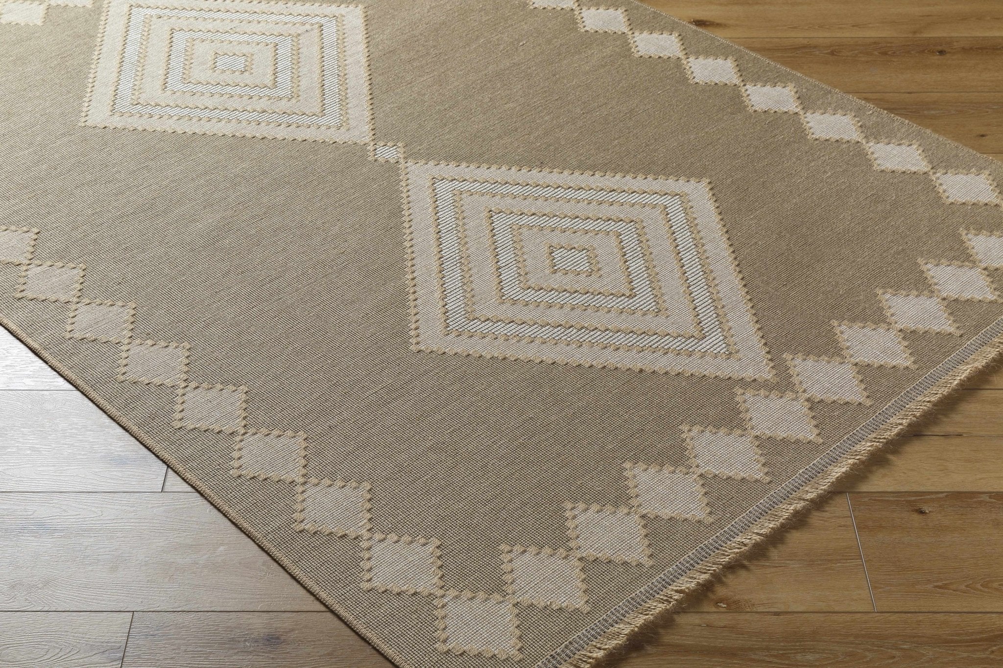 Traditional Style Beige And Tan Jute Rug - Image 3