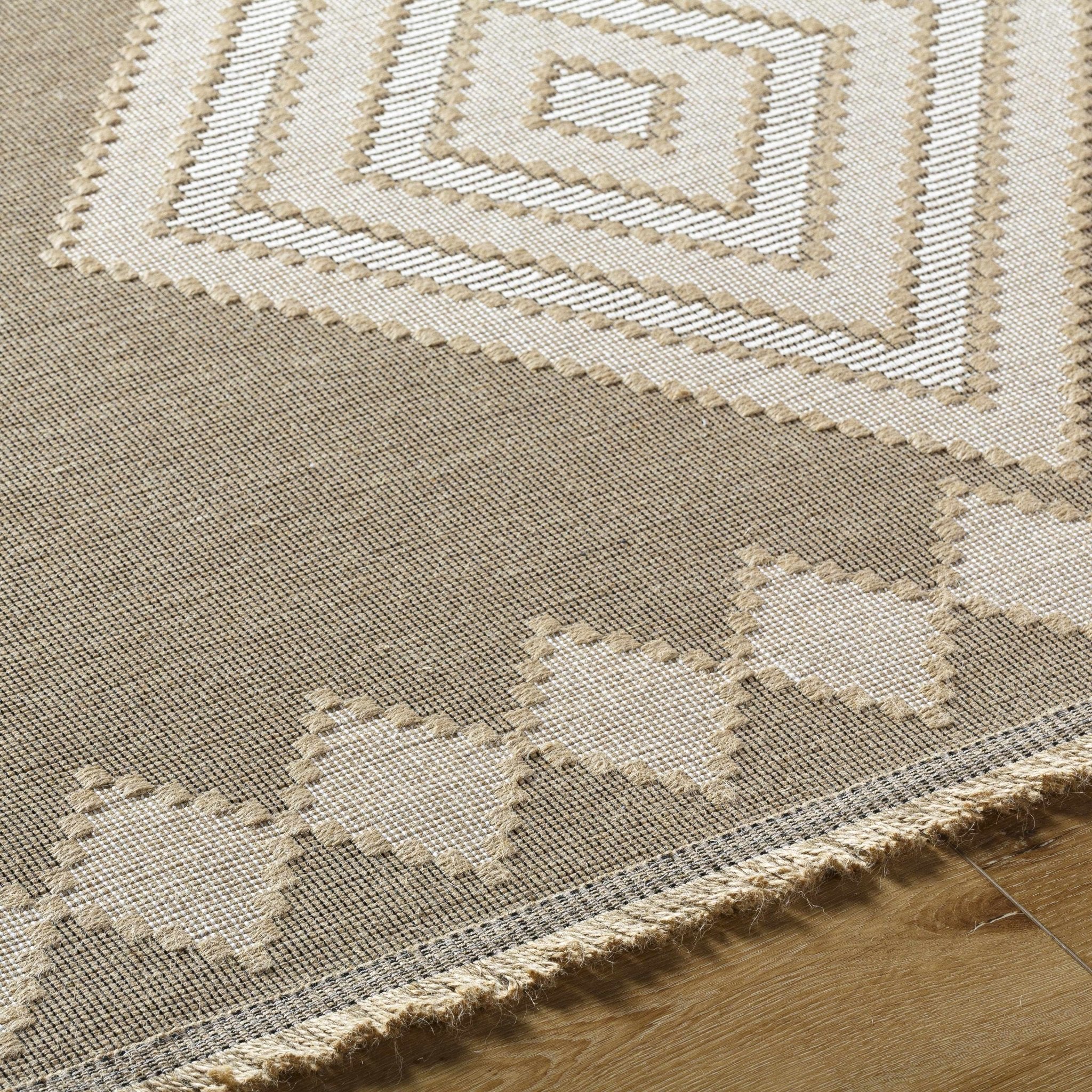 Traditional Style Beige And Tan Jute Rug - Image 7