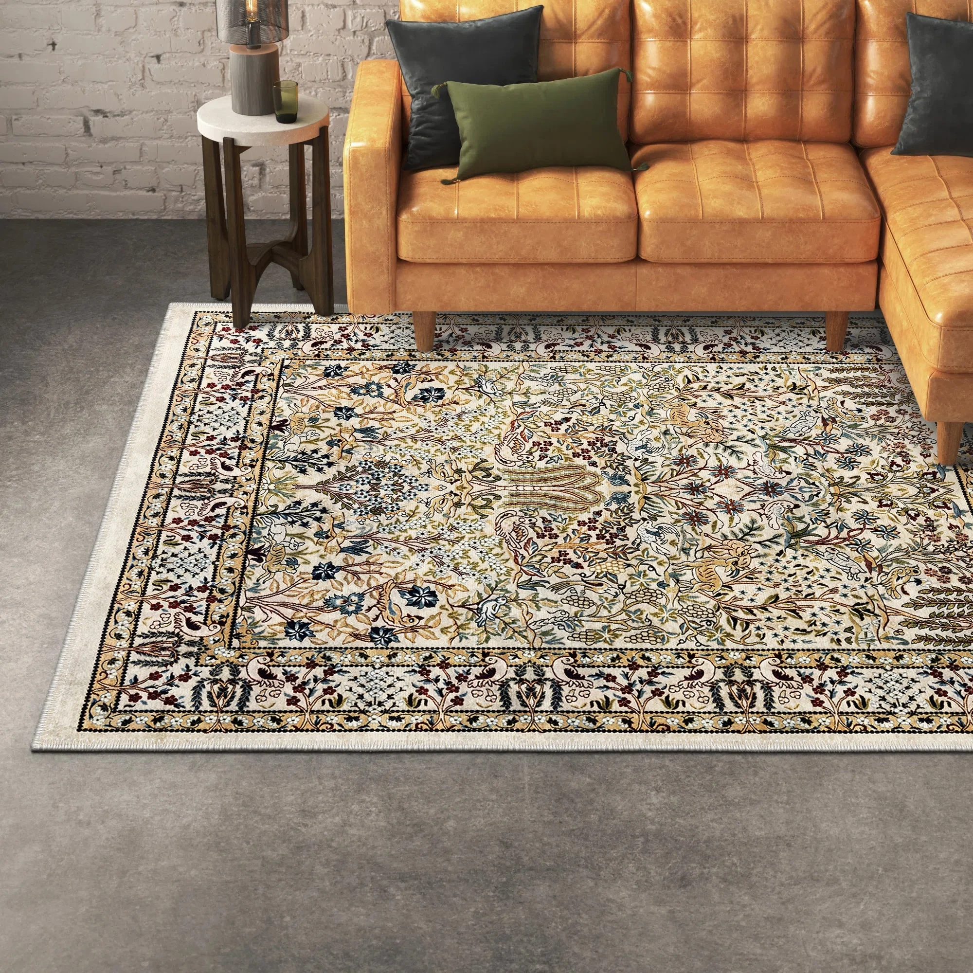 Traditional Style Beige Machine Washable Cotton Area Rug - Image 4