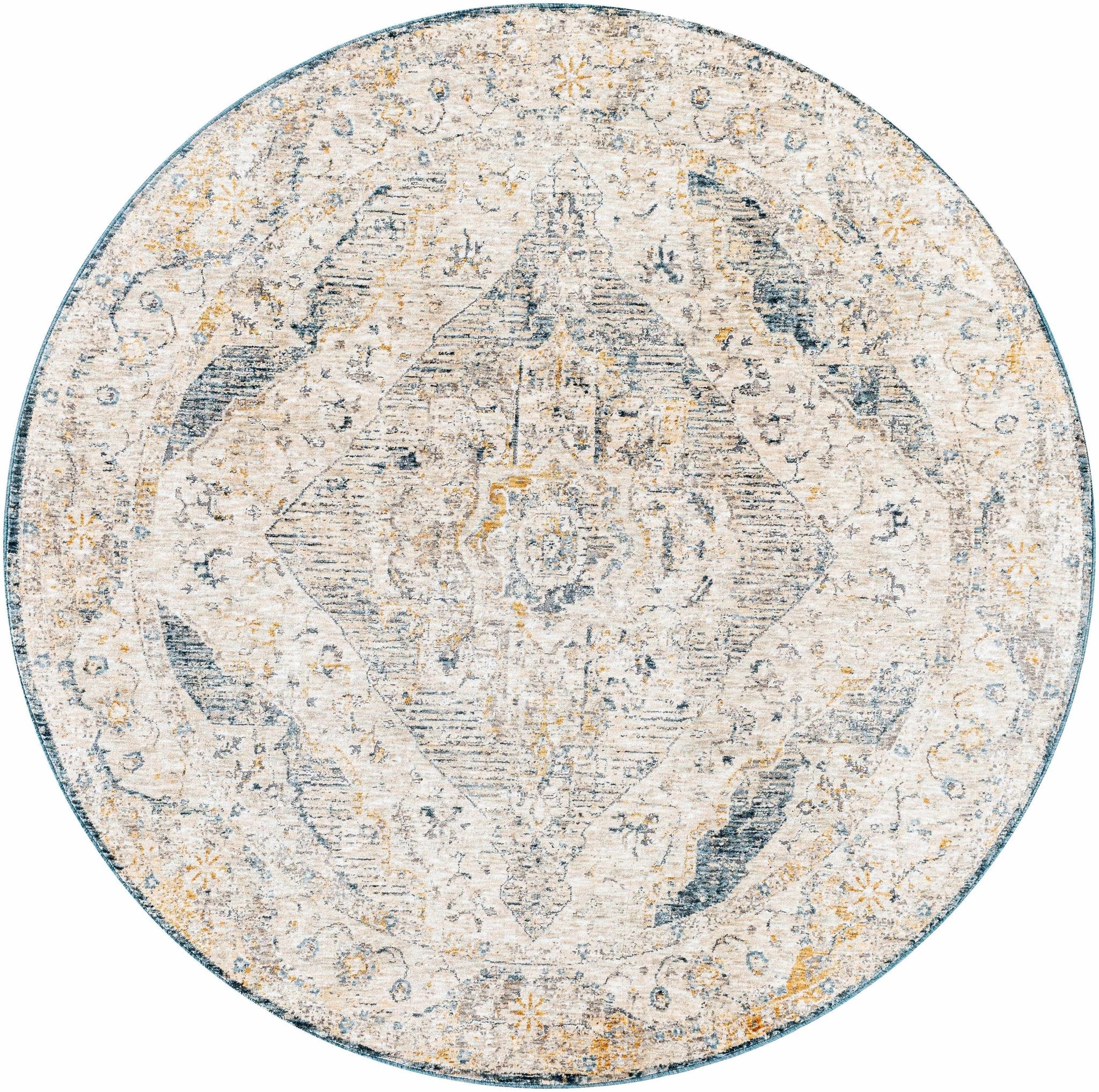 Traditional Medallion Design Beige and Gray Rug - Image 10