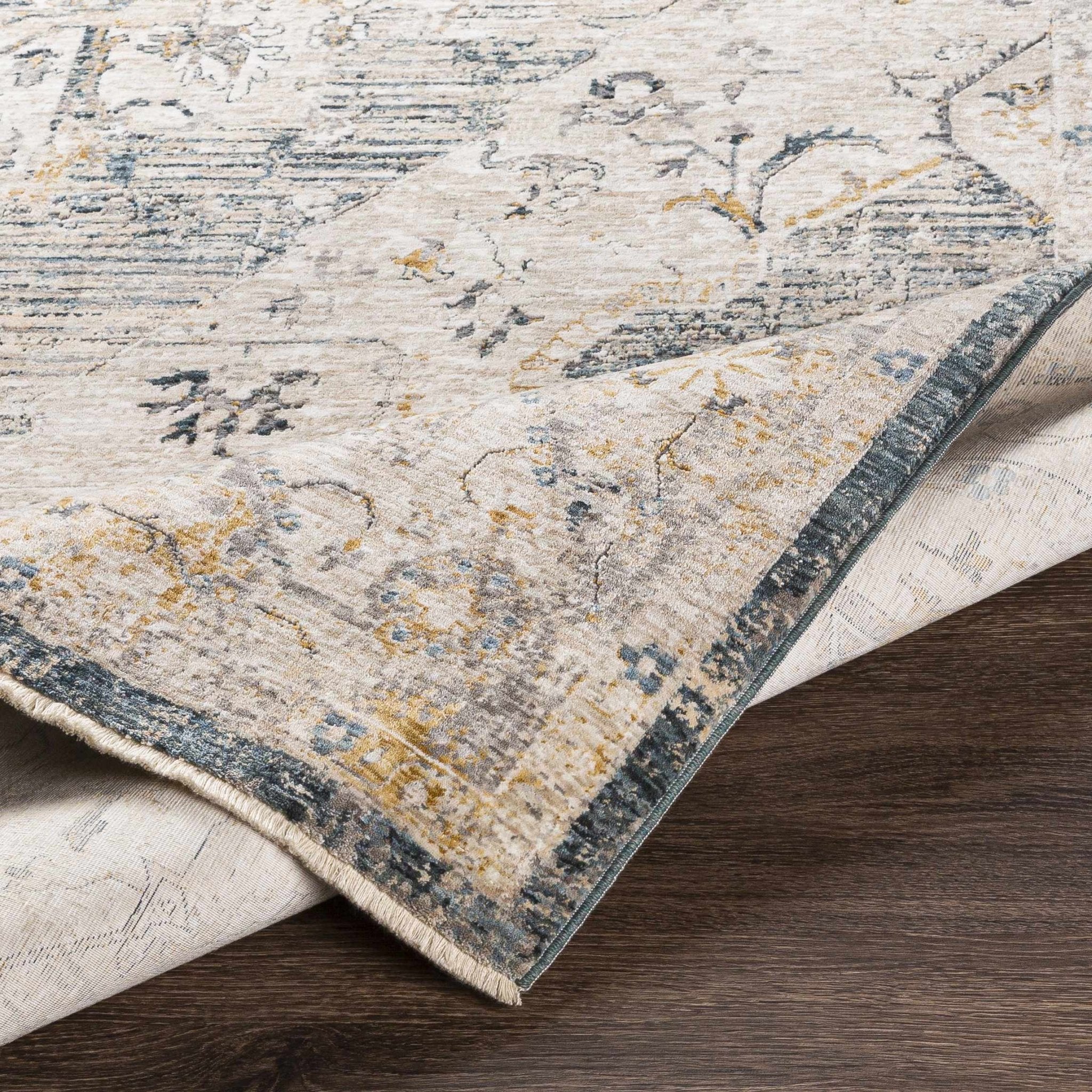 Traditional Medallion Design Beige and Gray Rug - Image 15