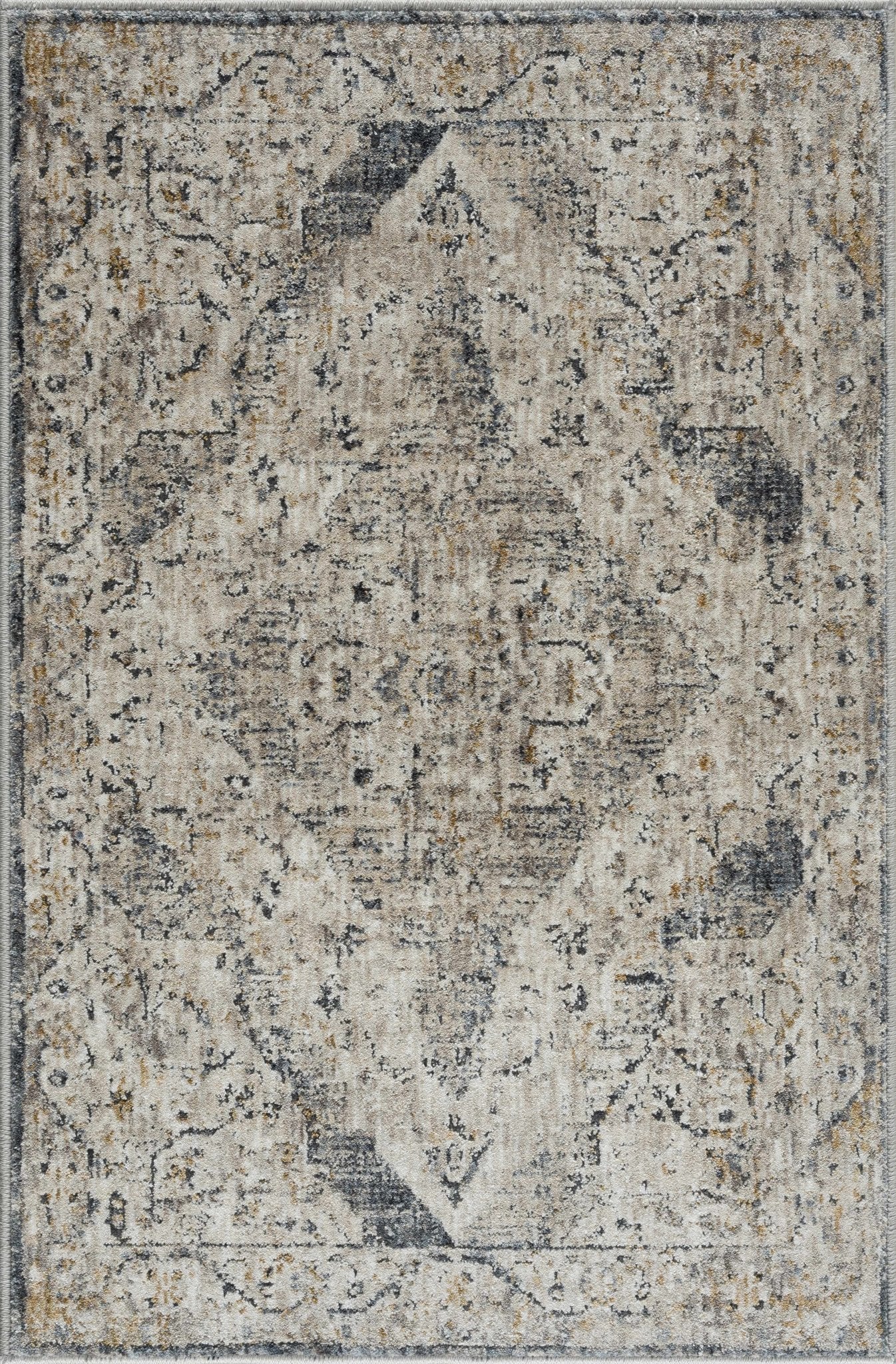 Traditional Medallion Design Beige and Gray Rug - Image 16